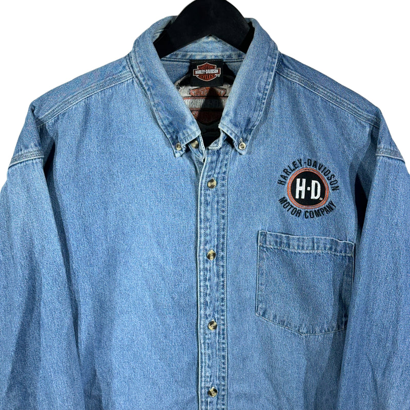 Vintage Harley Davidson York, Pa Denim Button Up