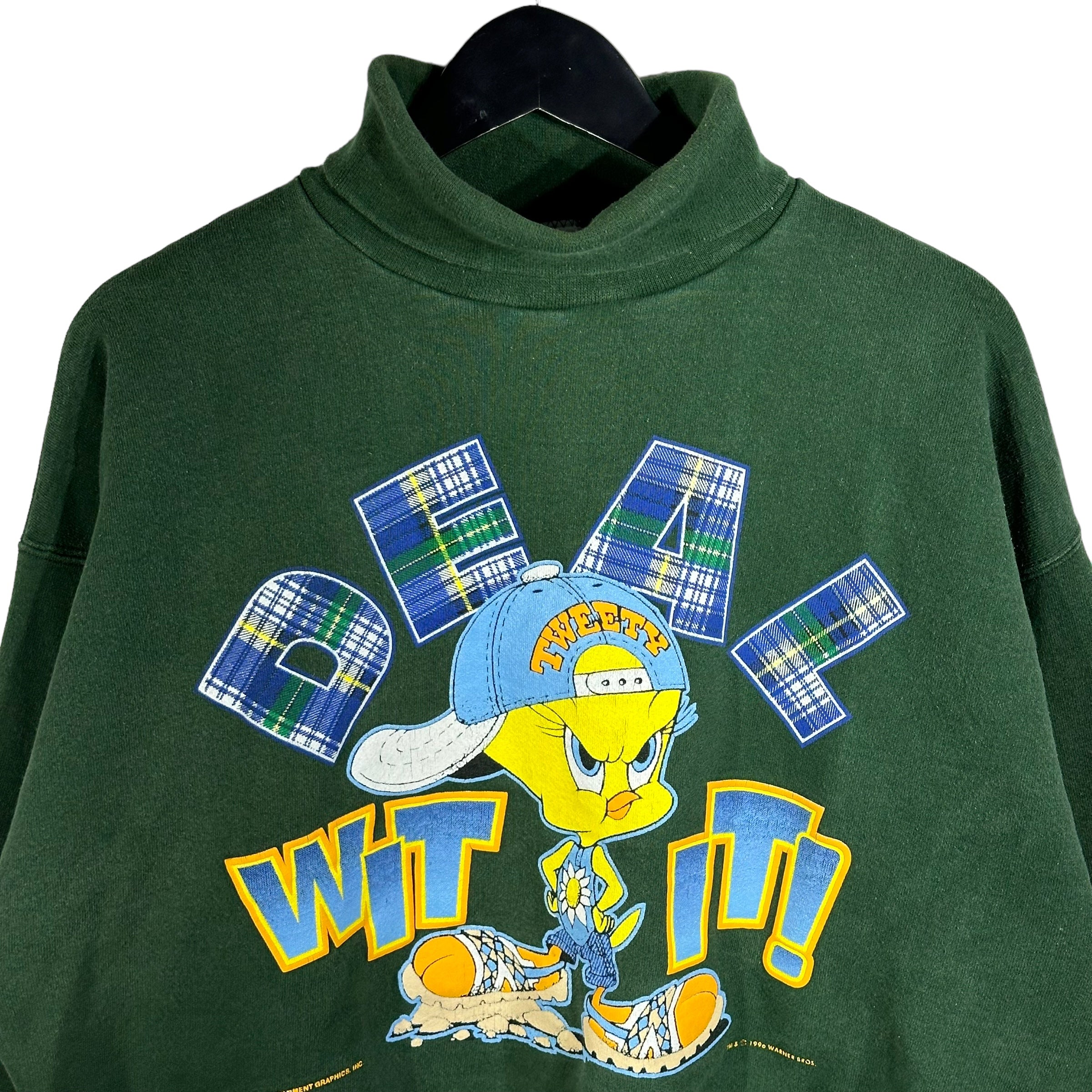 Vintage "Deal With It" Tweety Bird Turtle Neck Sweatshirt 1996