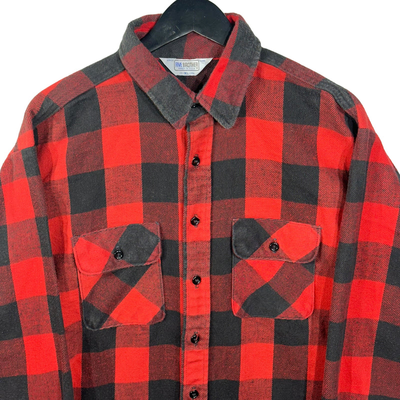 Vintage Five Brothers Plaid Flannel Button Down