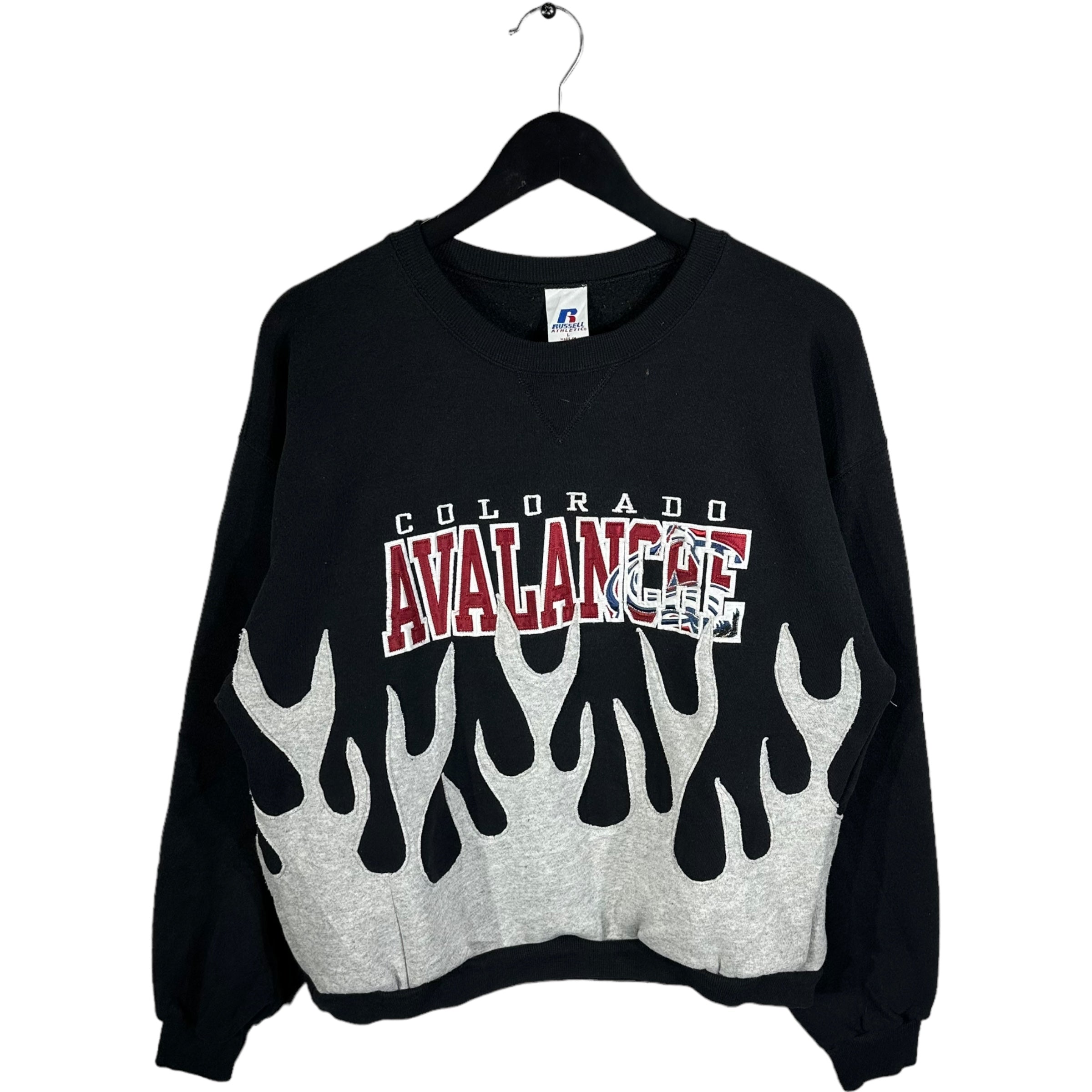 Vintage Flame Cut & Sew Colorado Avalanche Russell Crewneck