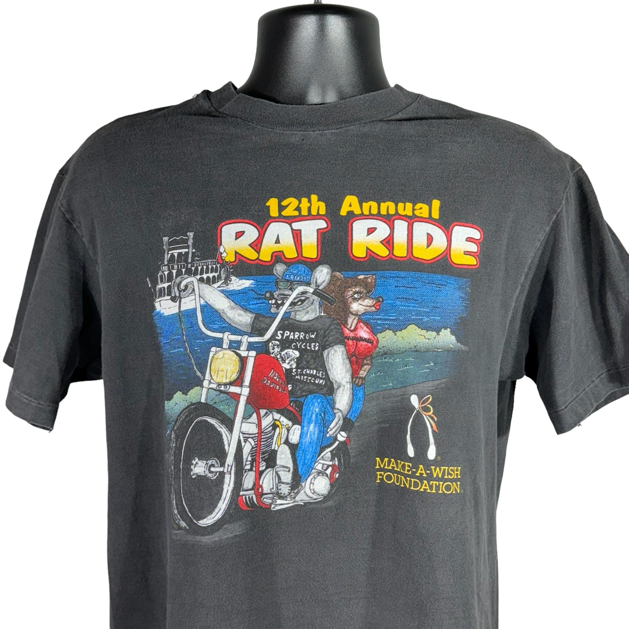 Vintage 12th Annual Rat Ride Motorcycle Tee 90s