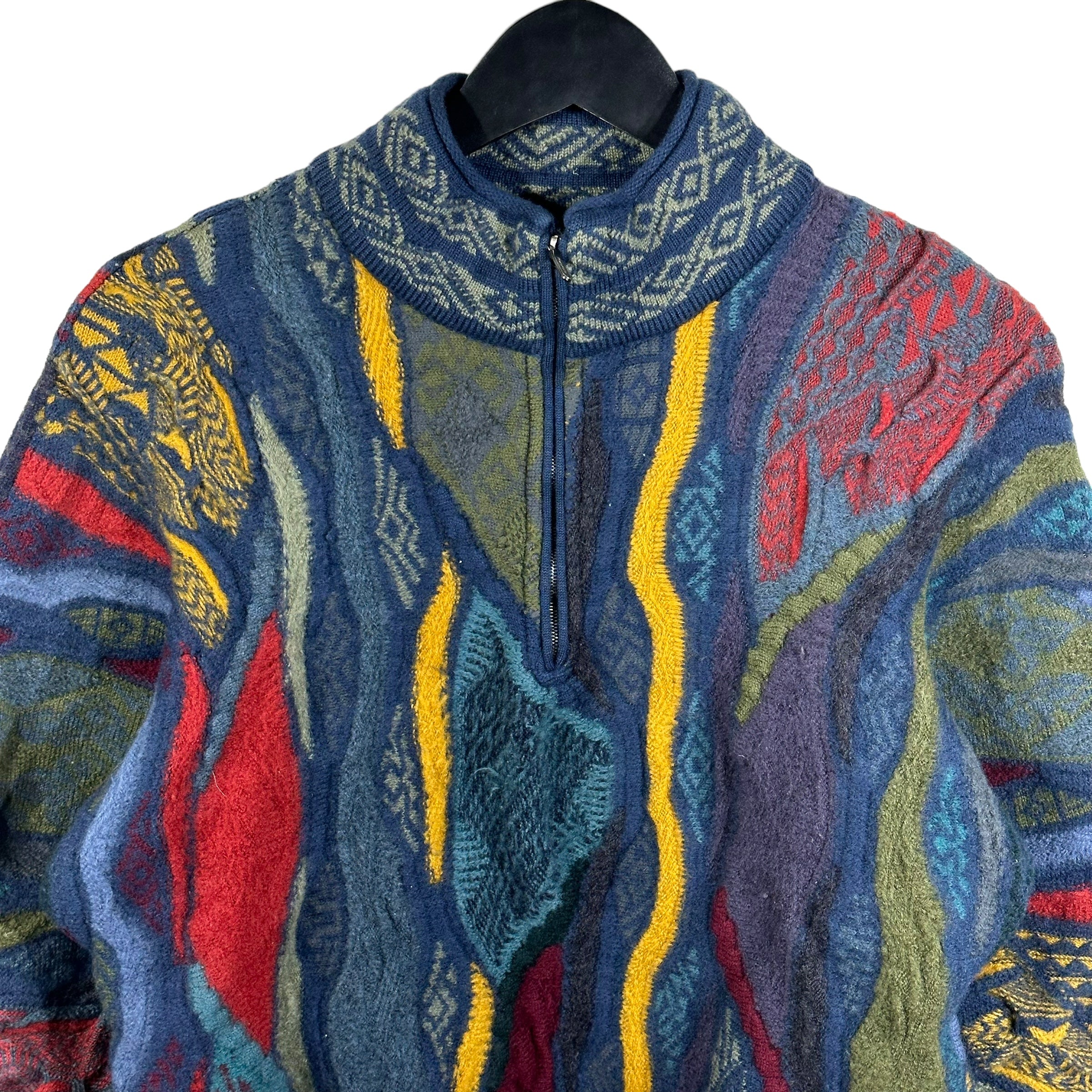 Vintage coogi quarter zip 3d hotsell knit sweater