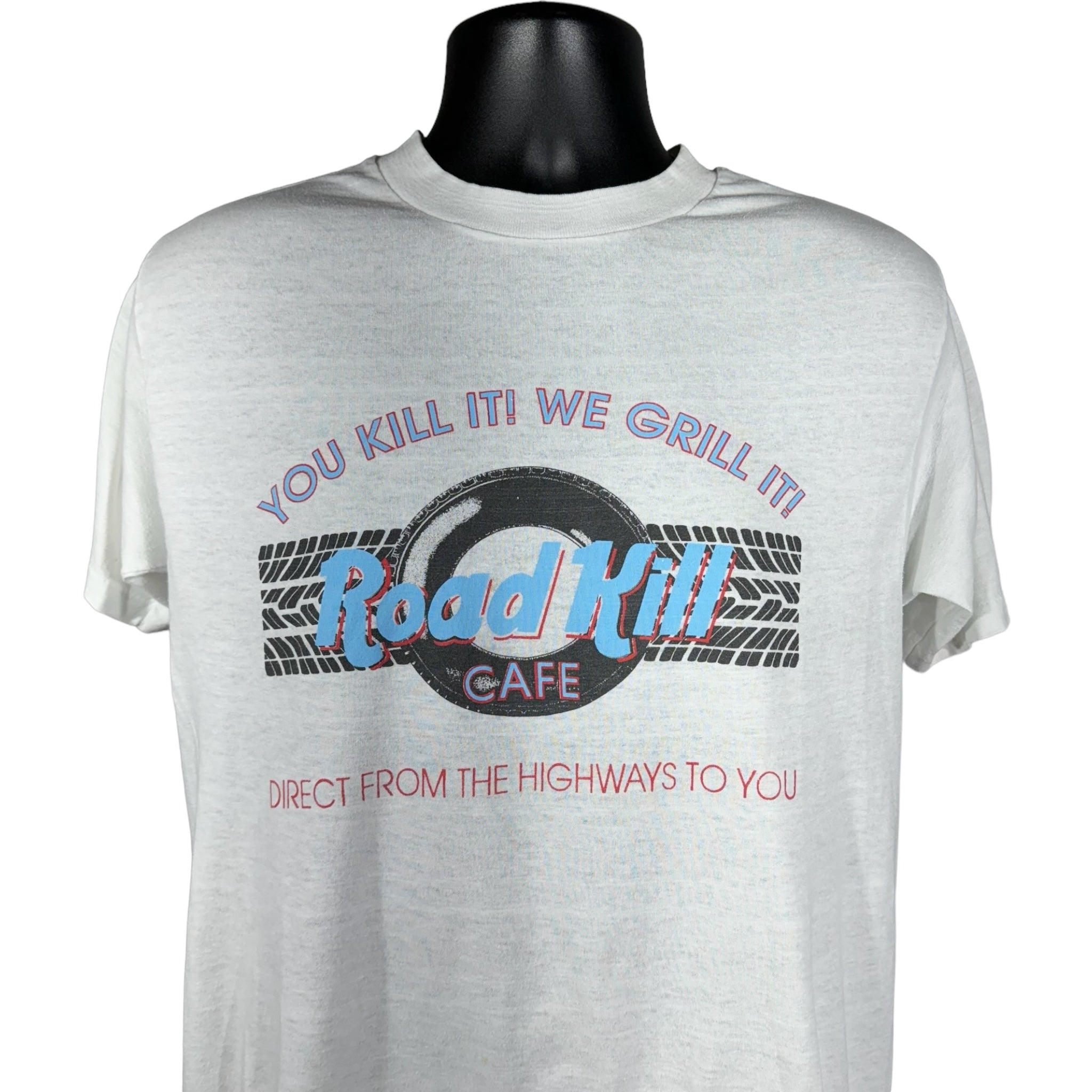 Vintage Road Kill Cafe "You Kill It! We Grill It!" Hard Rock Cafe Parody Tee 80s