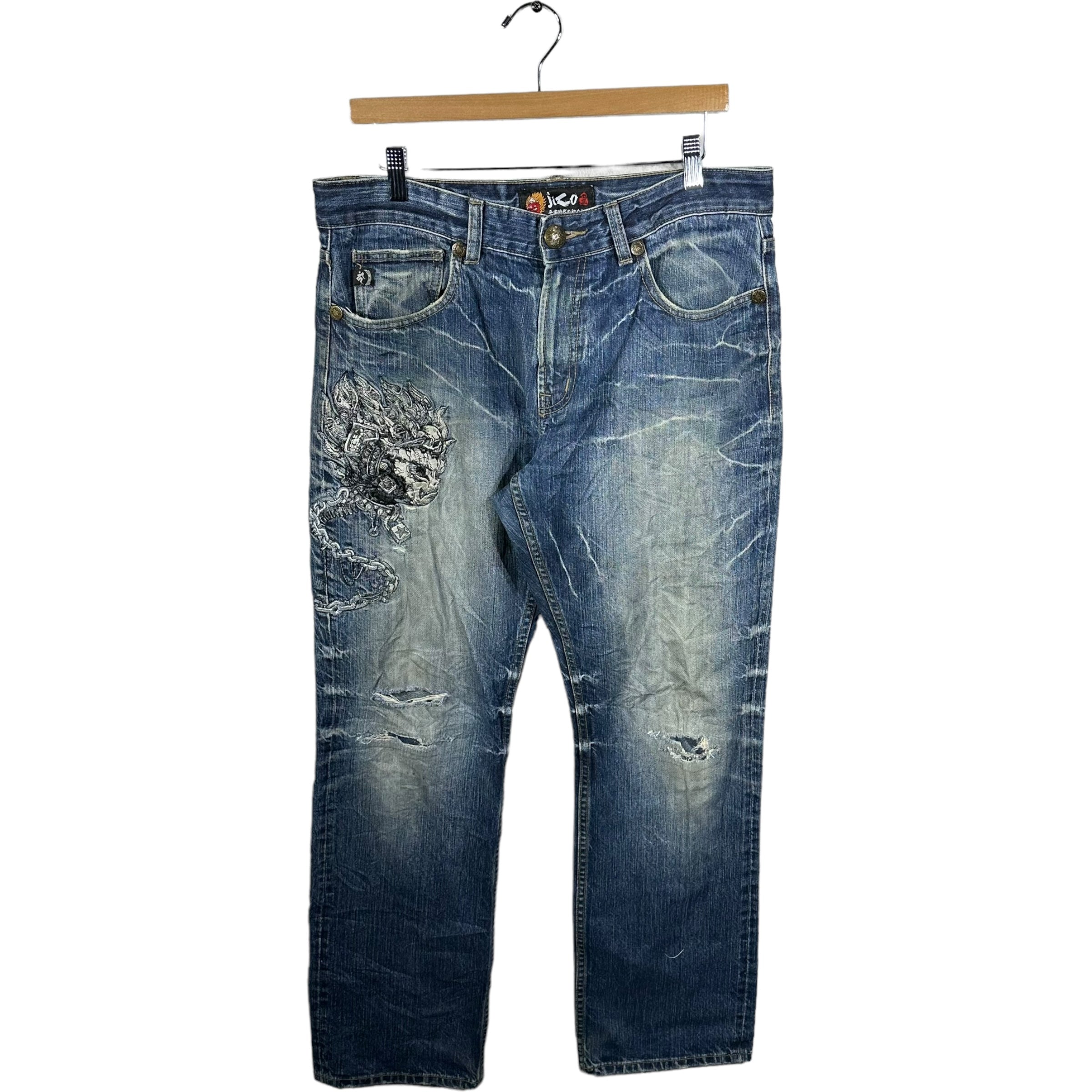JICO Y2K Skull Embroidered Jeans