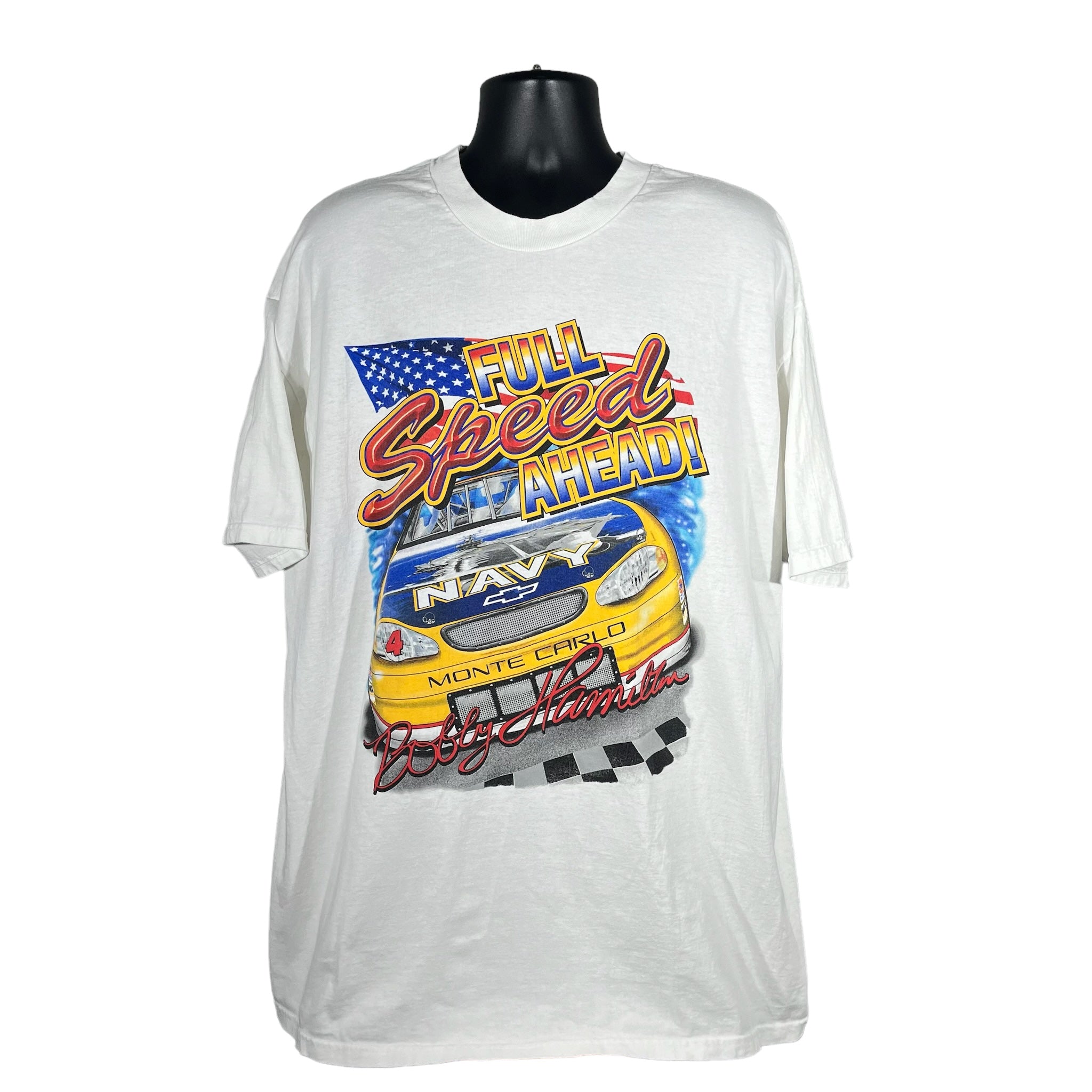 Vintage NASCAR Bobby Hamilton "Full Speed Ahead" Racing Tee 90s