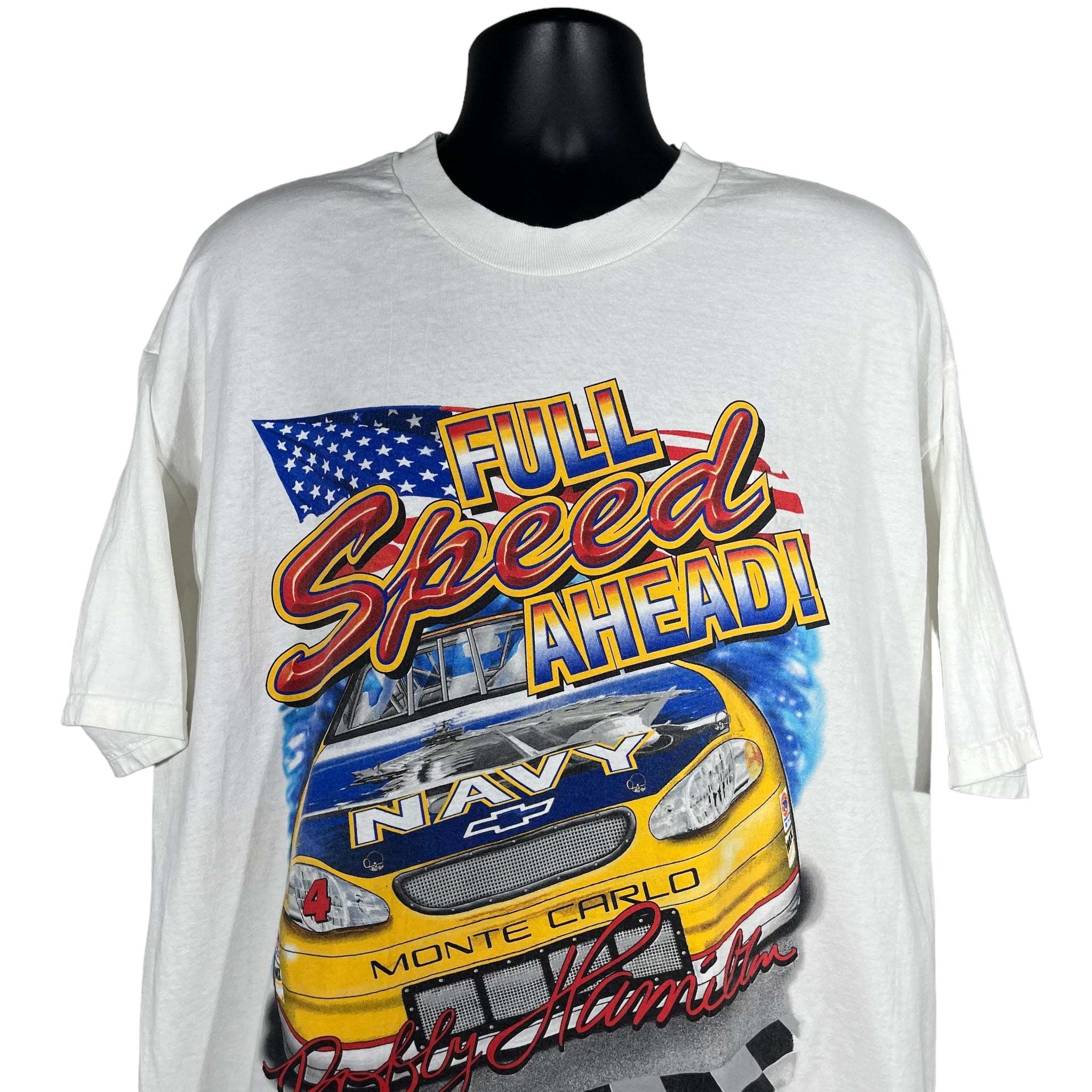 Vintage NASCAR Bobby Hamilton "Full Speed Ahead" Racing Tee 90s