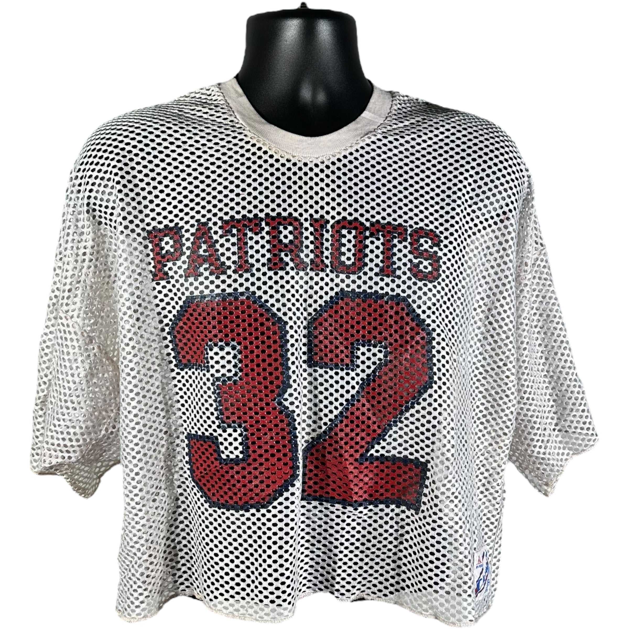 Vintage Champion Patriots #32 Cropped Football Jersey