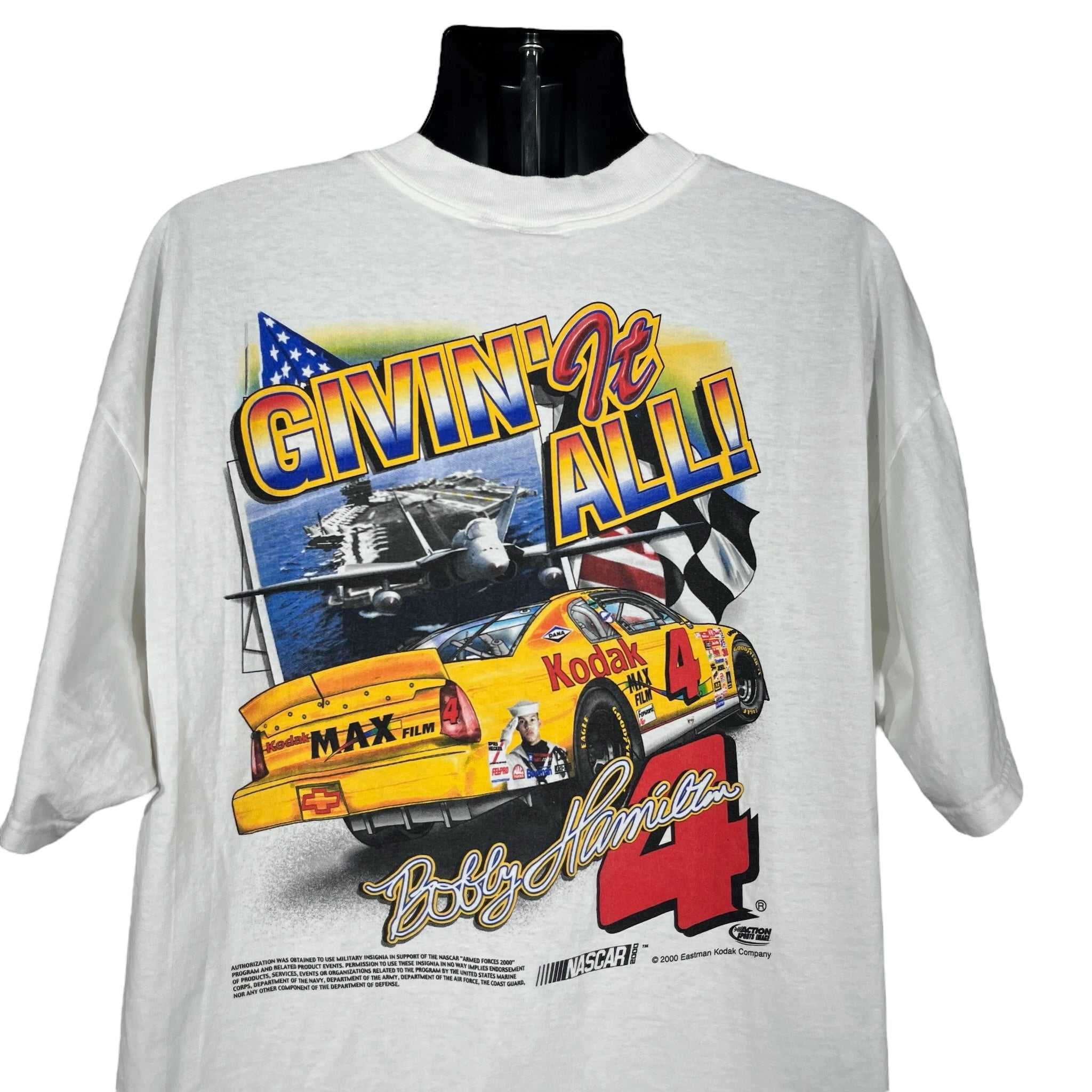 Vintage NASCAR Bobby Hamilton "Full Speed Ahead" Racing Tee 90s