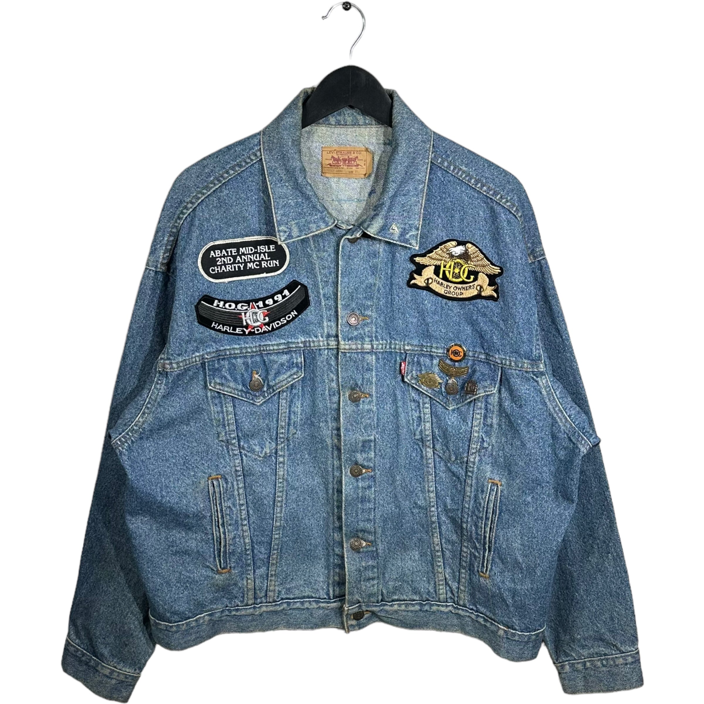 Vintage Levis Harley Owner Group Patches Denim Jacket