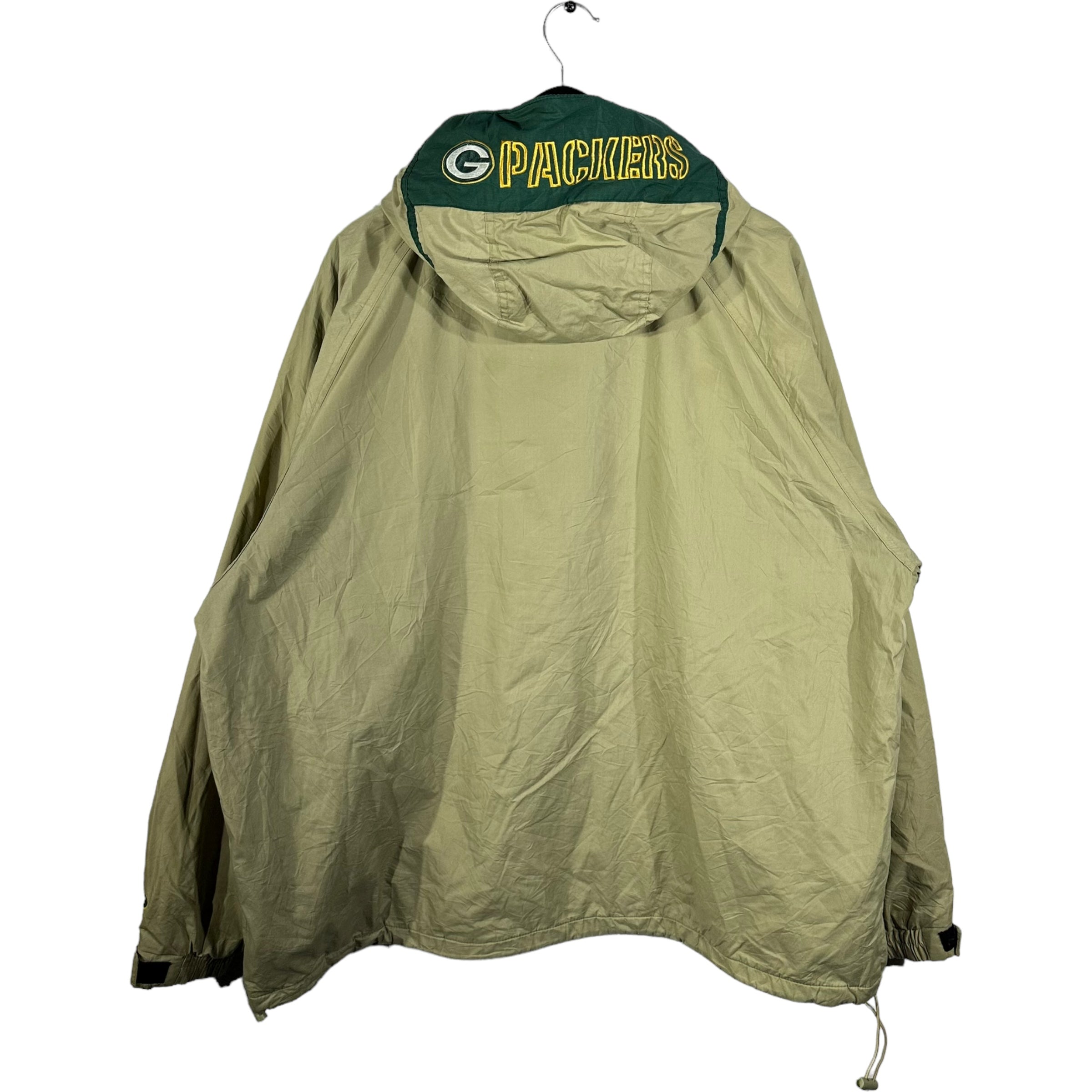 Vintage Green Bay Packers Full Zip Sherpa Lined Nylon Hoodie Jacket