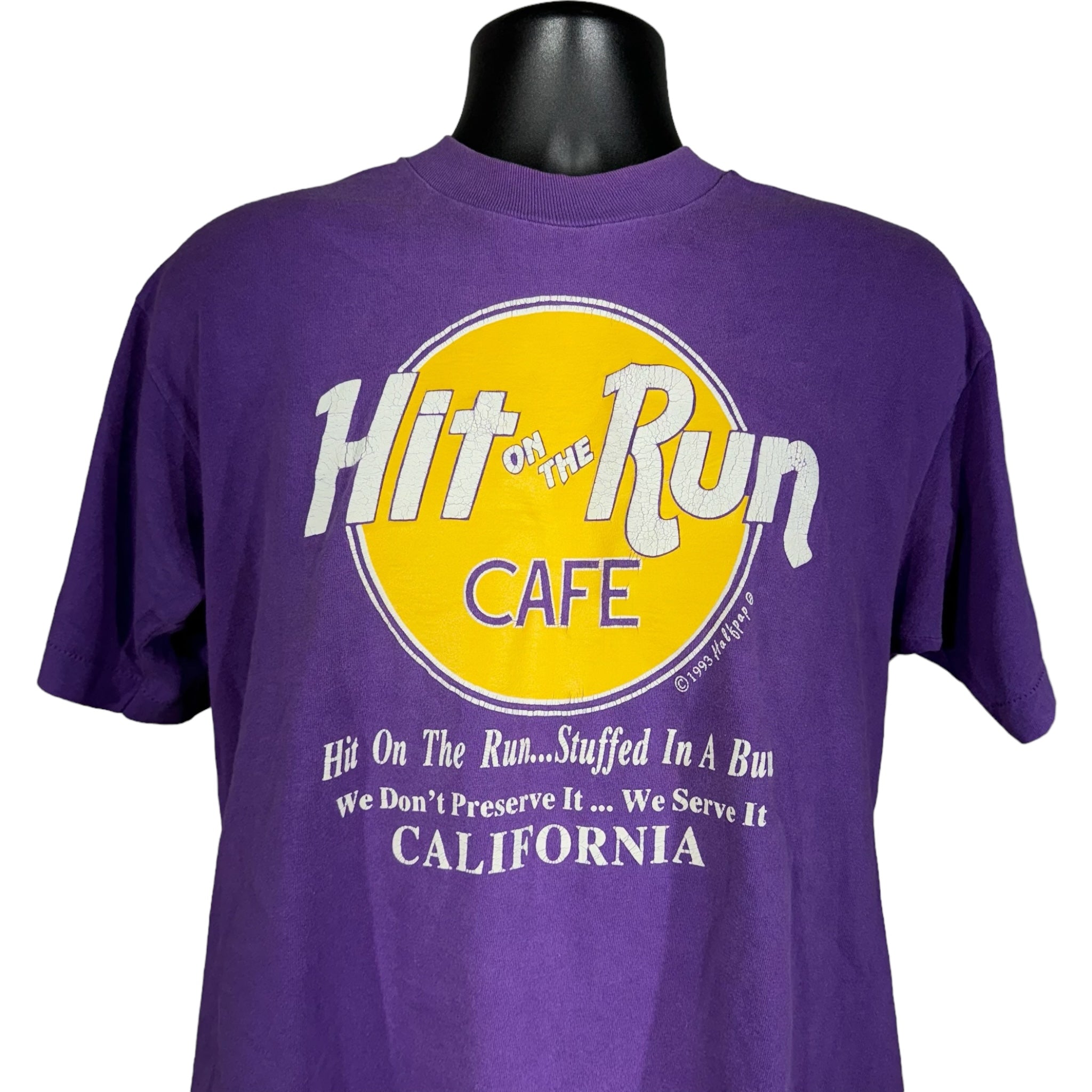 Vintage Hit On The Run Cafe Hard Rock Parody Tee 1993