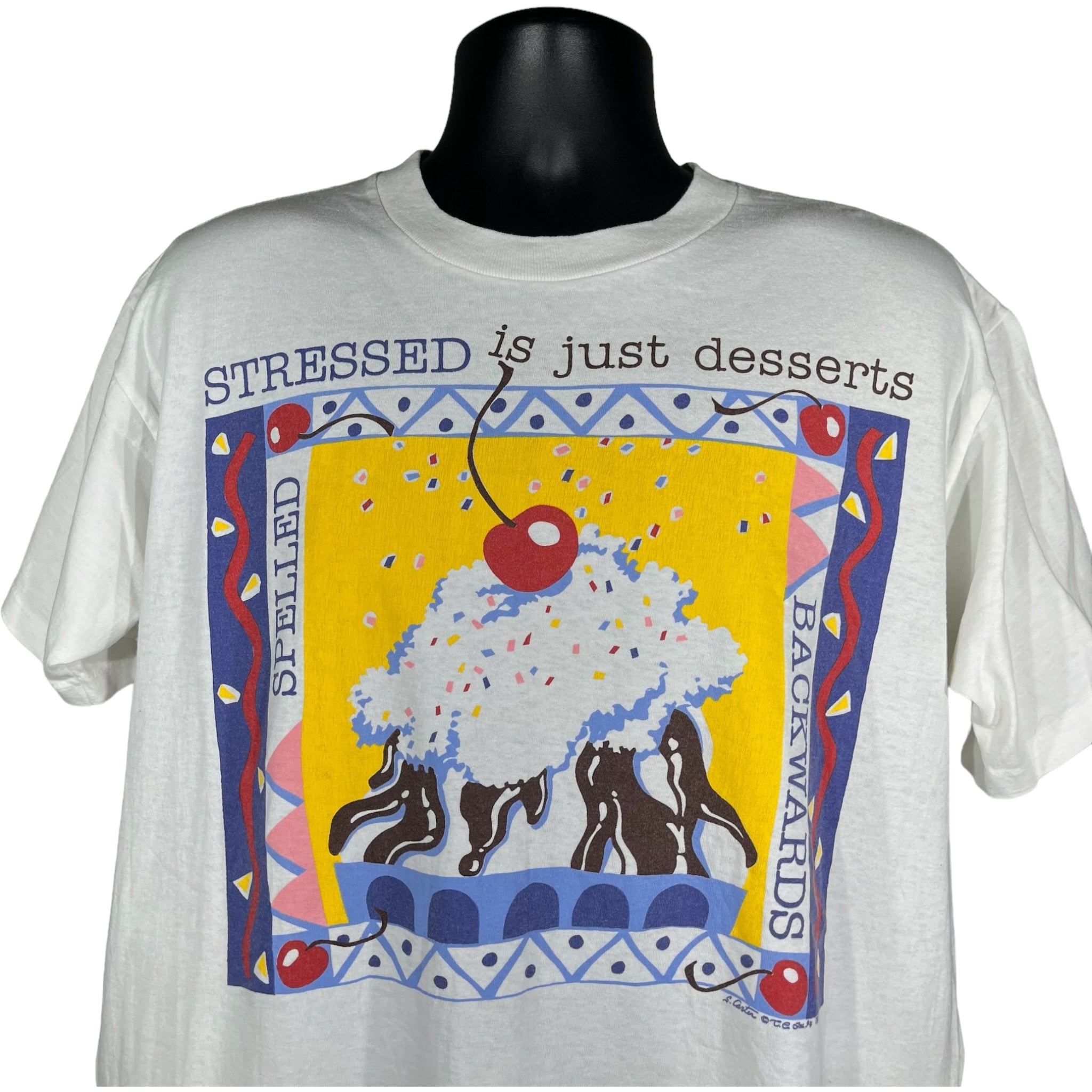 Vintage "Stressed Is Just Desserts Spelled Backwards" Tee