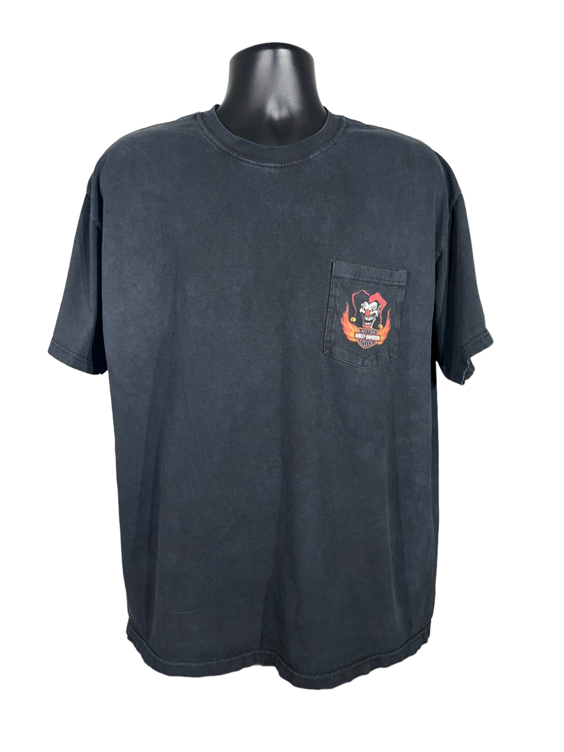 Vintage Harley Davidson Flaming Clown Pocket Tee