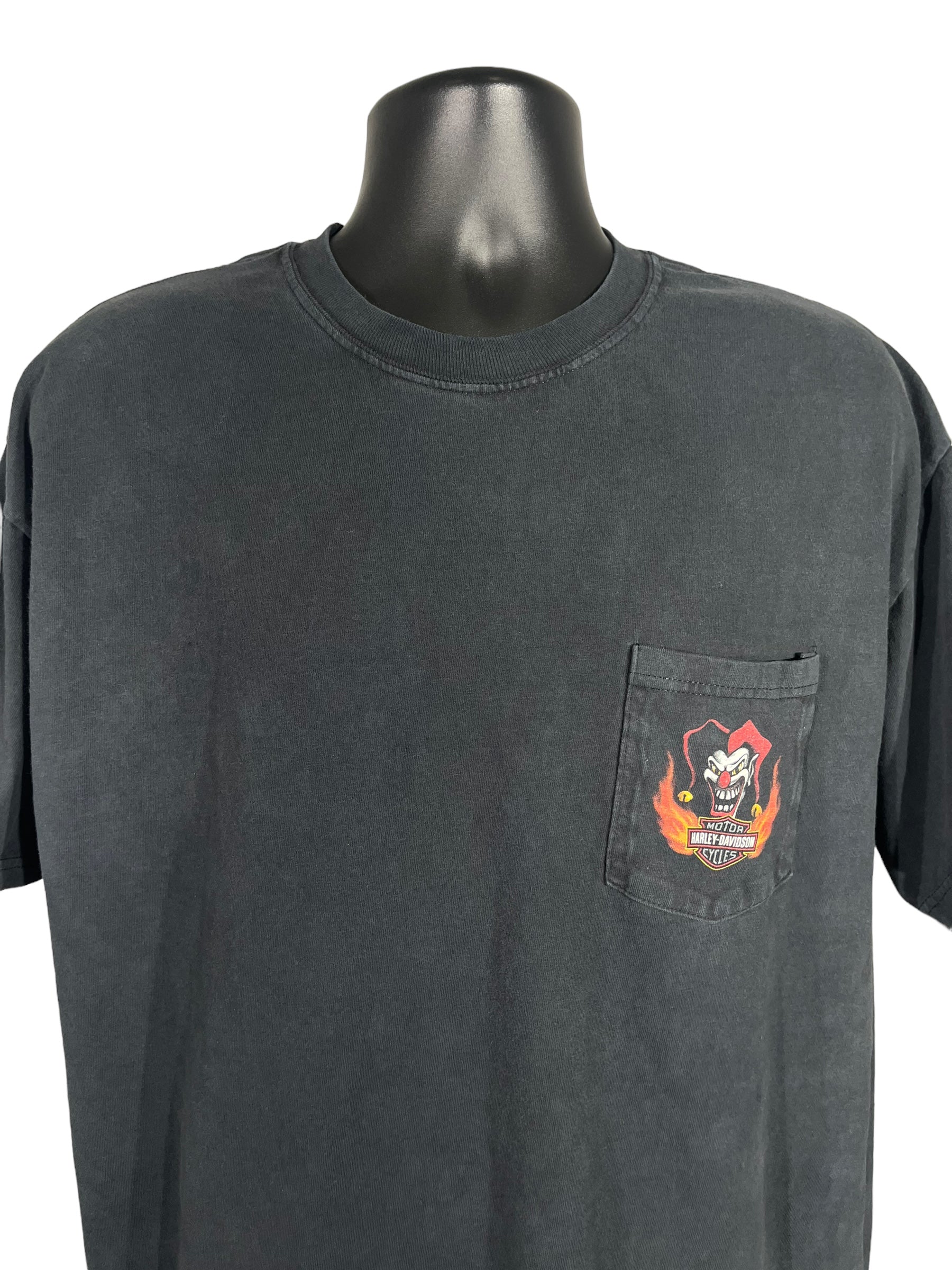 Vintage Harley Davidson Flaming Clown Pocket Tee