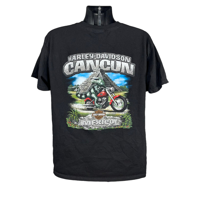 Vintage Harley Davidson V-Twin Power Genuine Oil Cancun Mexico Tee