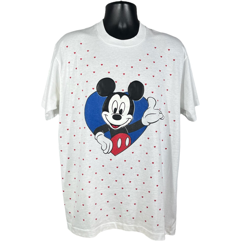 Vintage Disney Mickey Mouse Puff Print Heart Tee 90s