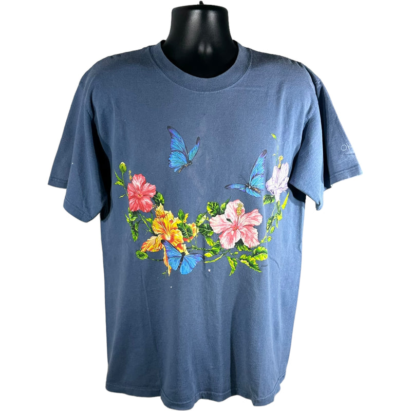 Vintage Butterflies And Hibiscus Flowers Tee