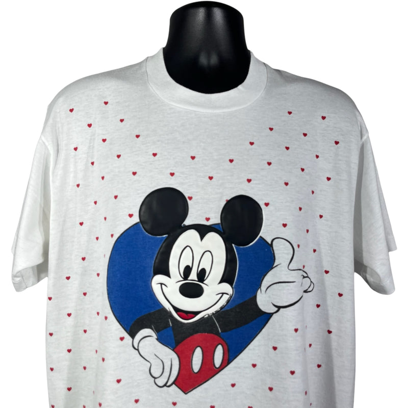 Vintage Disney Mickey Mouse Puff Print Heart Tee 90s