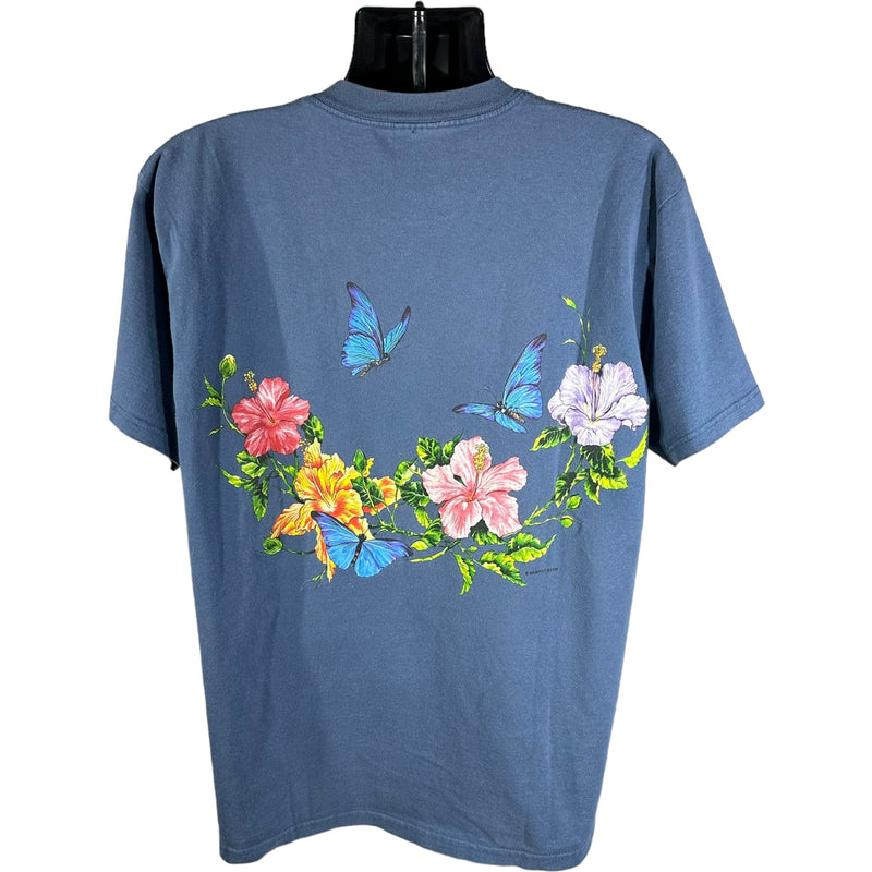 Vintage Butterflies And Hibiscus Flowers Tee