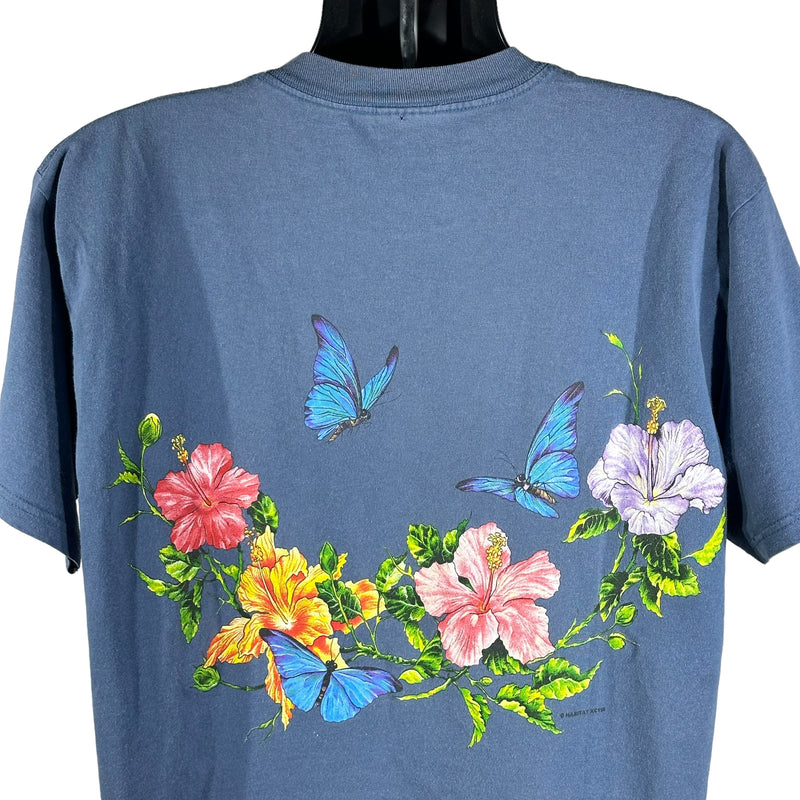 Vintage Butterflies And Hibiscus Flowers Tee