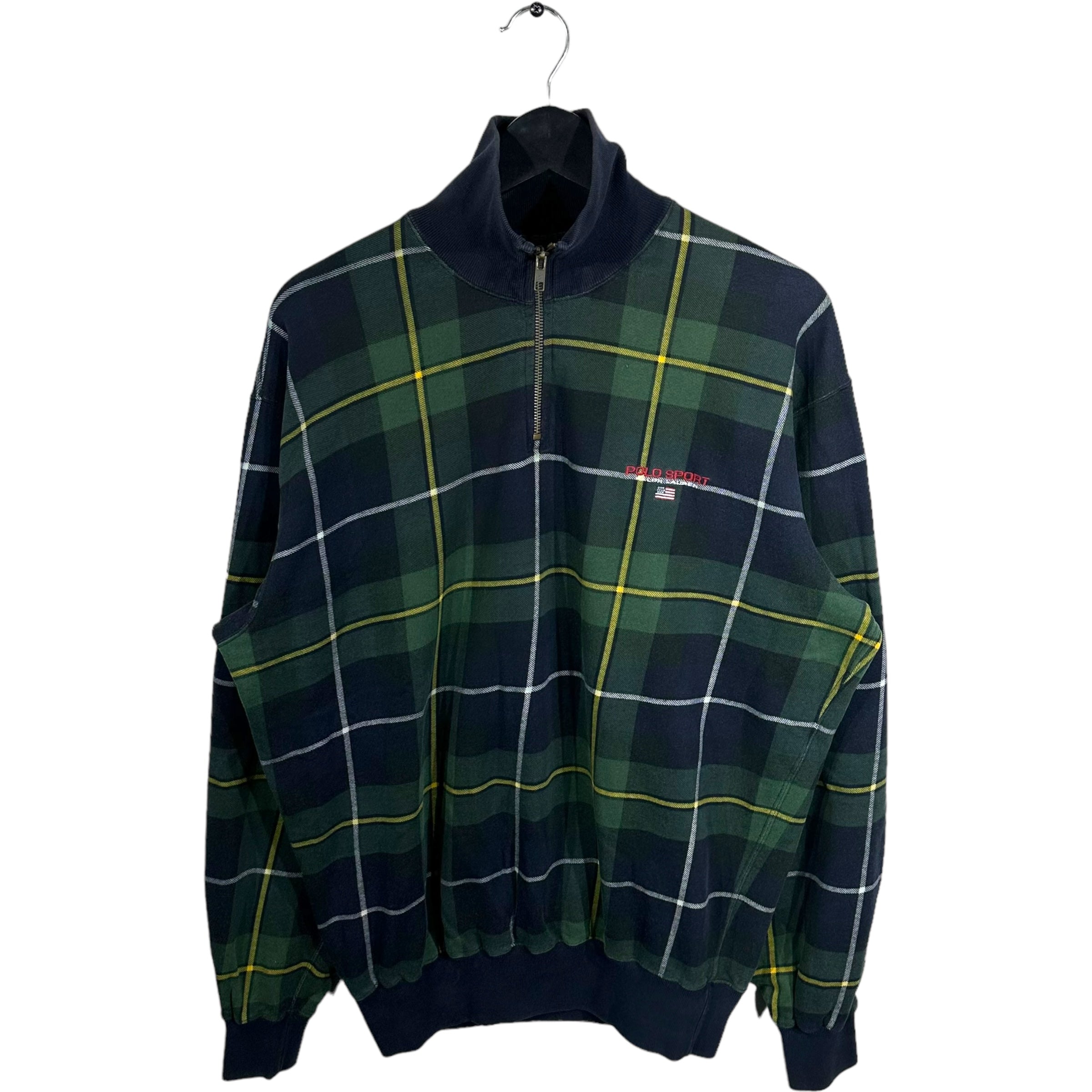 Vintage Polo Sport Ralph Lauren Plaid 1/4 Zip Sweatshirt