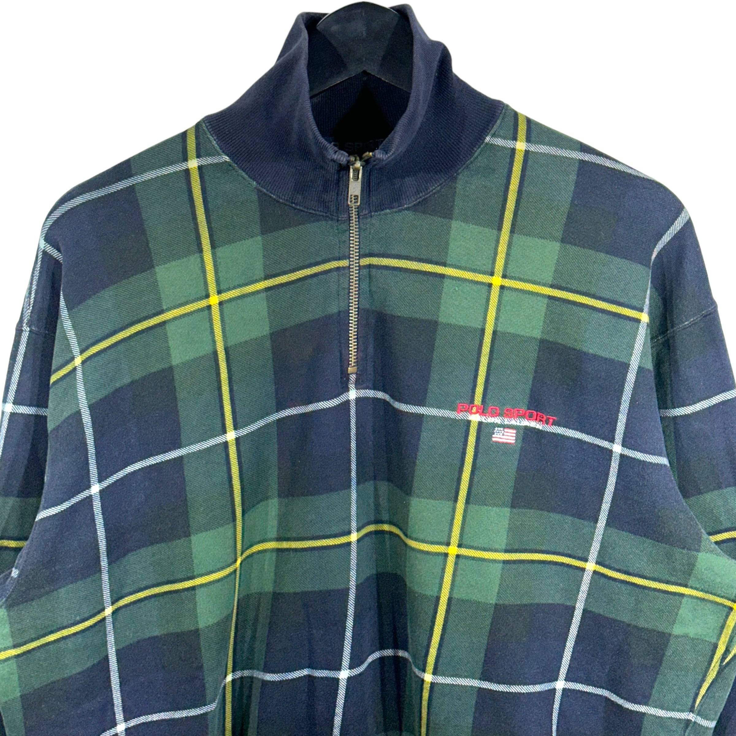 Vintage Polo Sport Ralph Lauren Plaid 1/4 Zip Sweatshirt