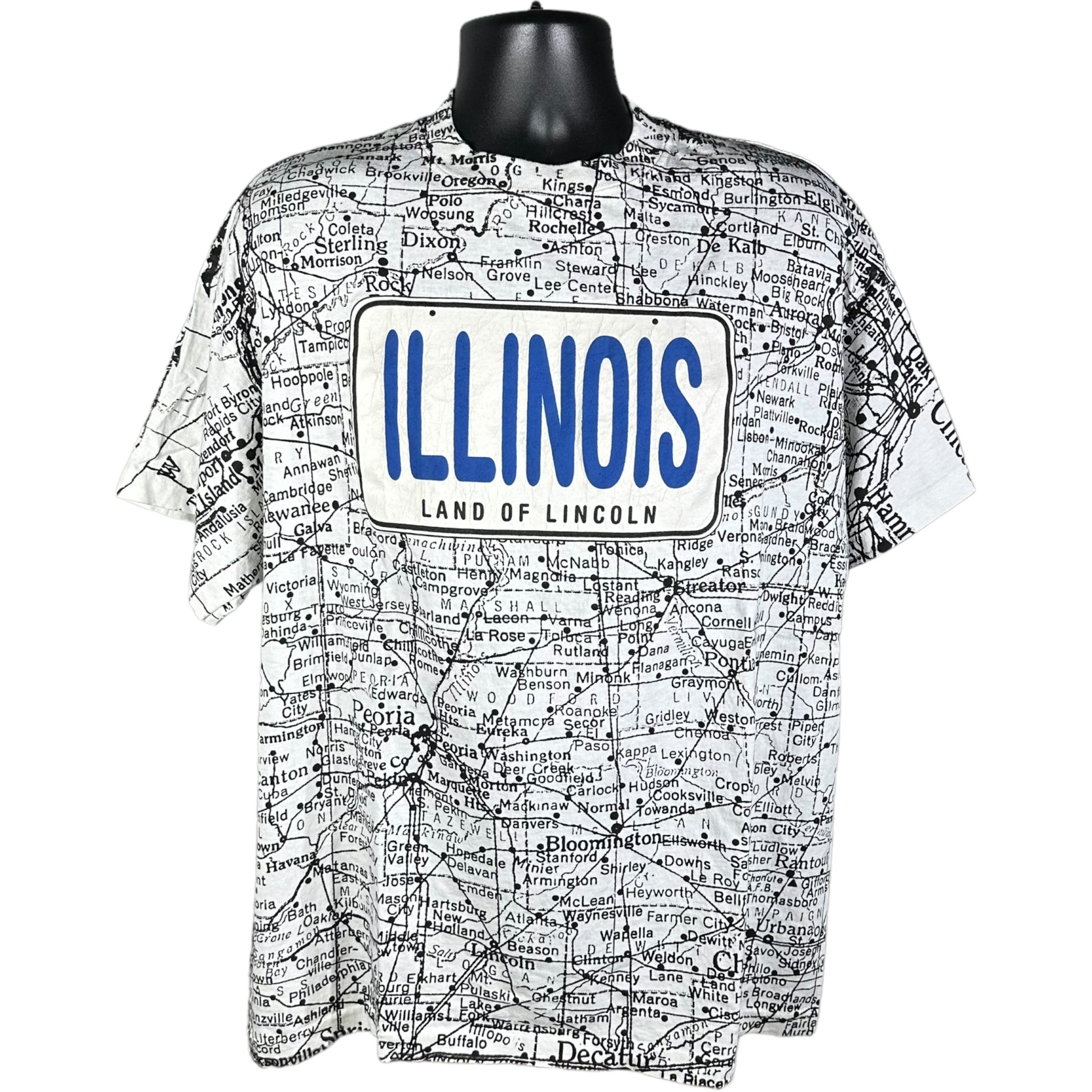 Vintage AOP Illinois Map Tee