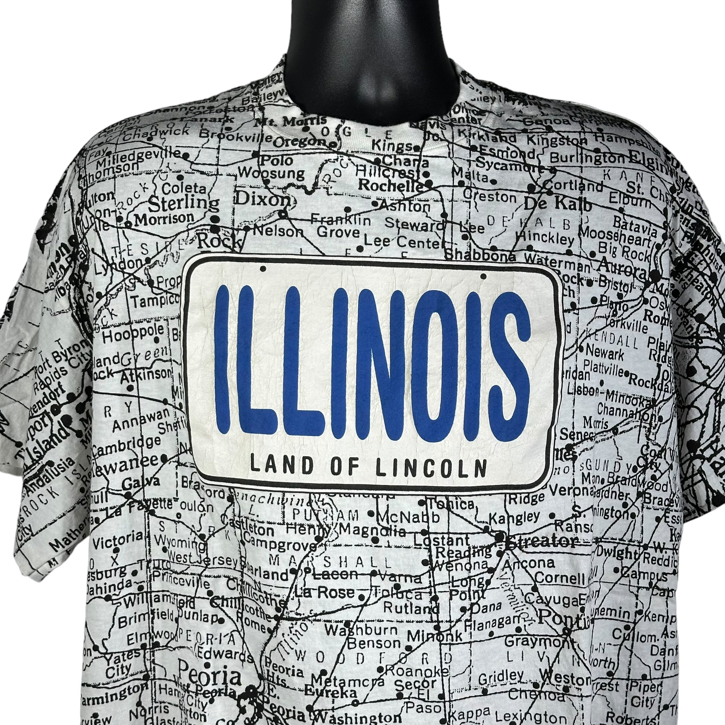 Vintage AOP Illinois Map Tee