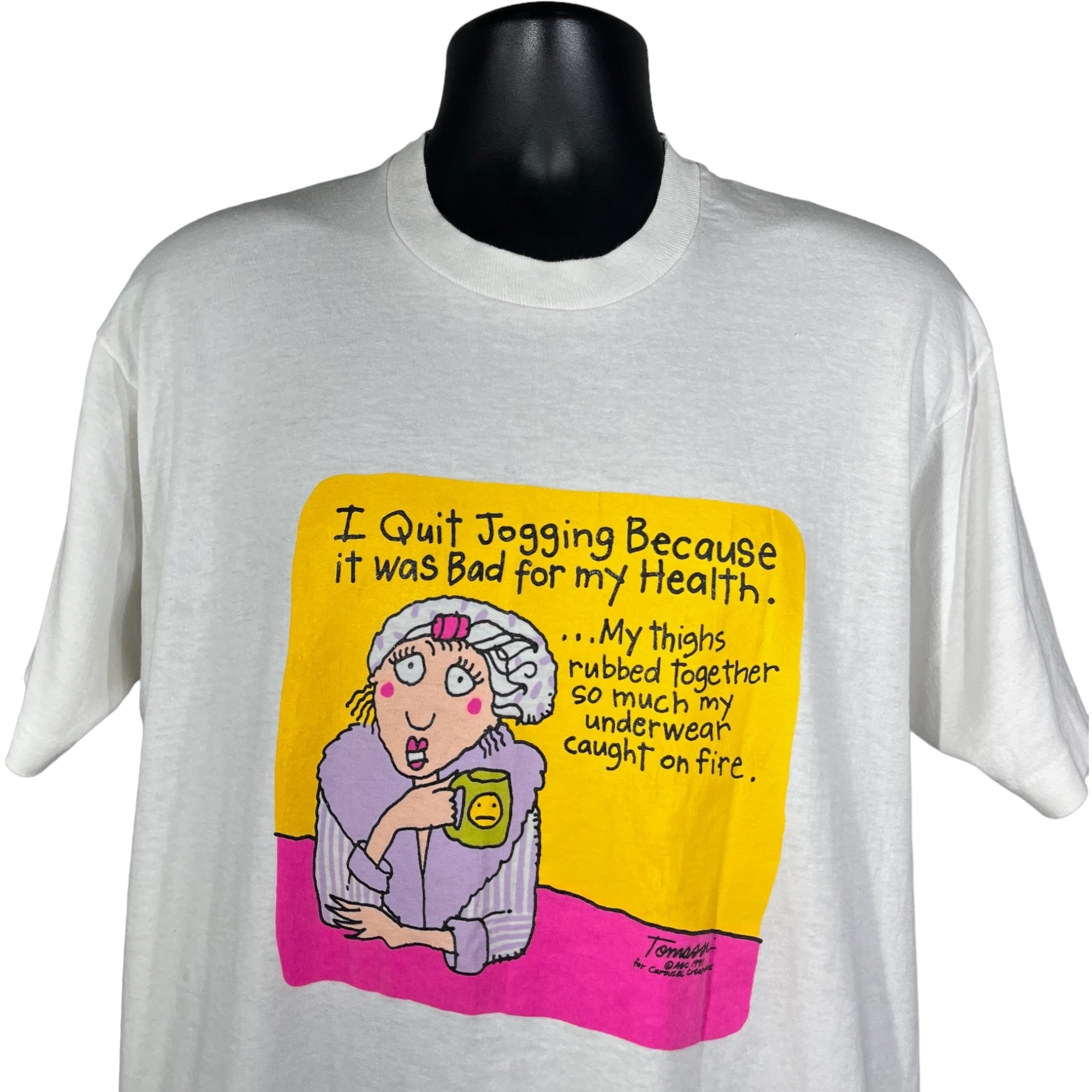 Vintage "I Quite Jogging..." Humor Tee 90s