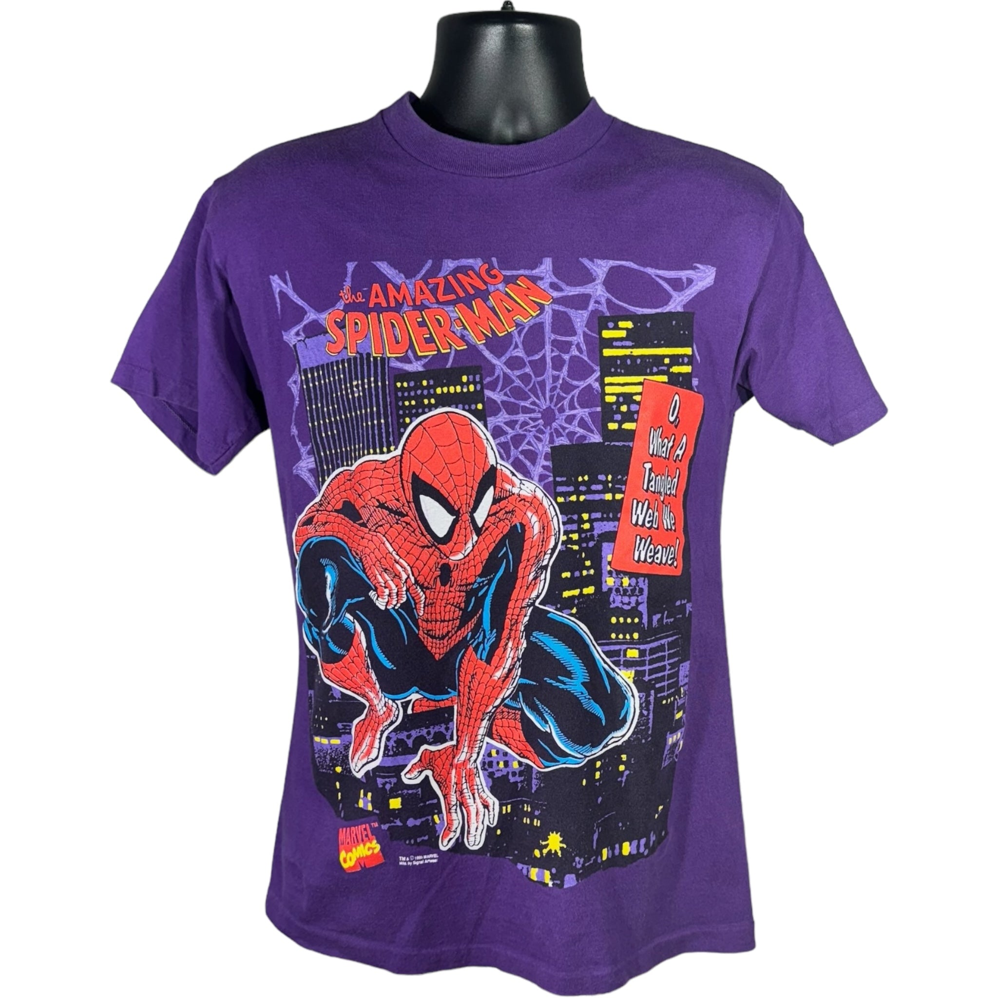 Vintage The Amazing Spiderman "What A Tangled Web We Weave" Tee 1993