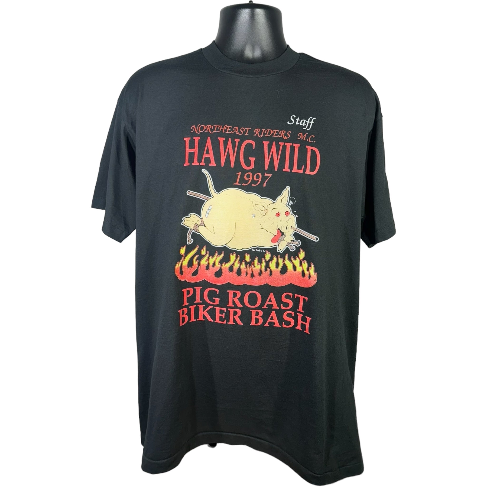 Vintage Hawg Wild Pig Roat Biker Bash Tee