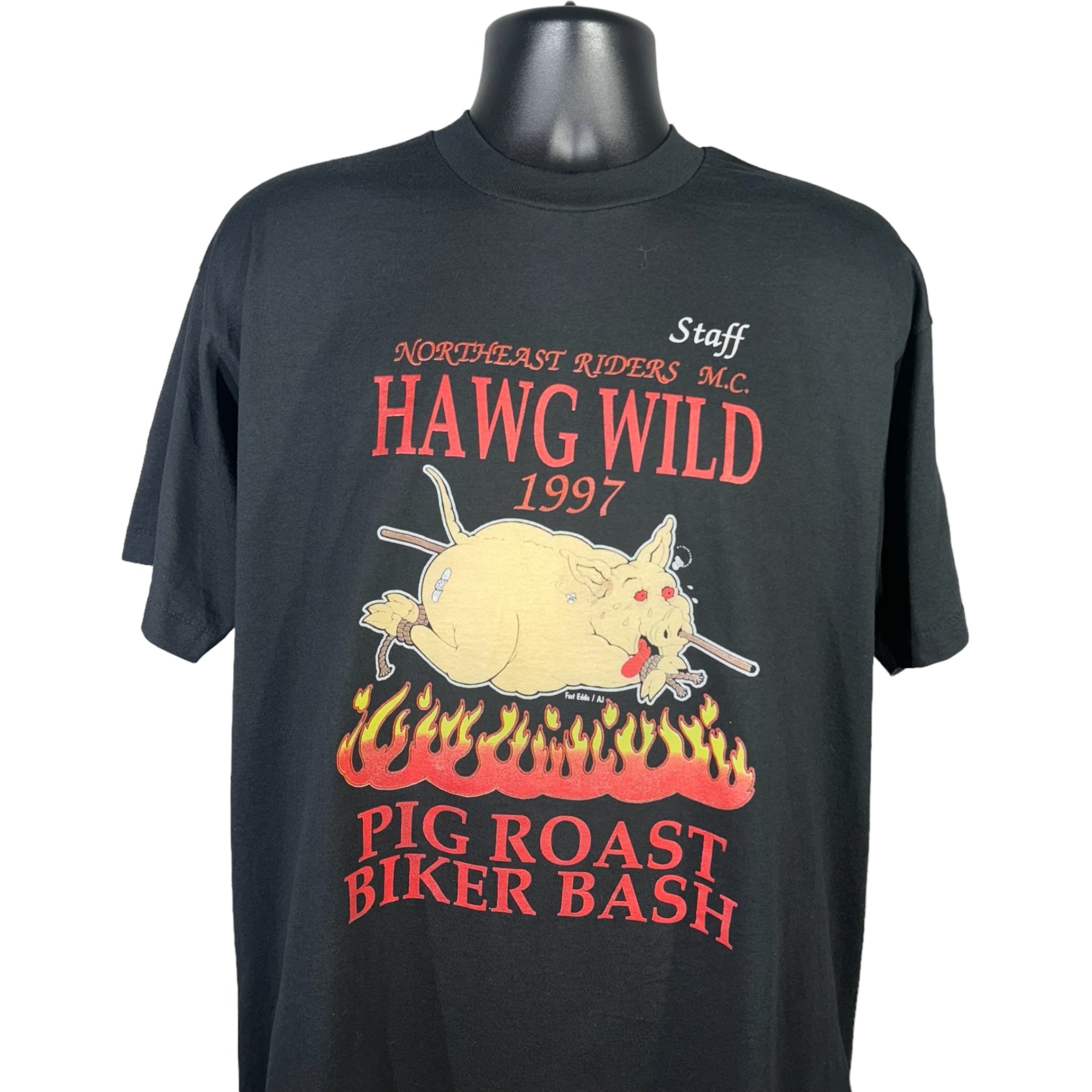 Vintage Hawg Wild Pig Roat Biker Bash Tee