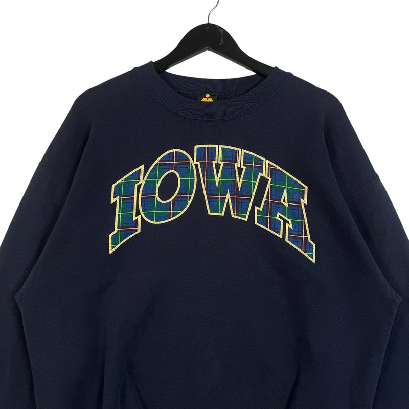 Vintage University Of Iowa Plaid Letter Spellout Crewneck