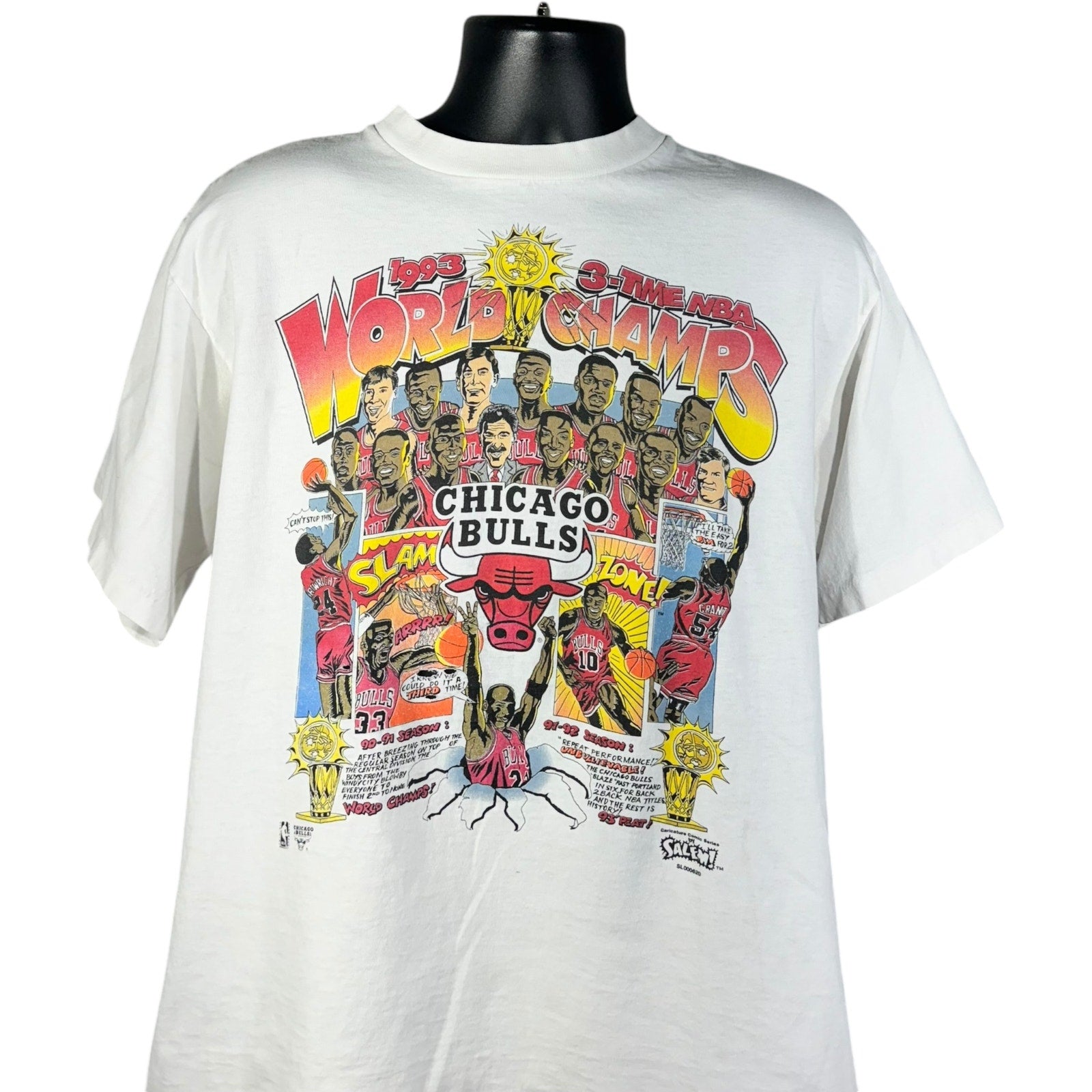 Vintage Chicago Bulls 3 Time World Champs NBA Tee 1993