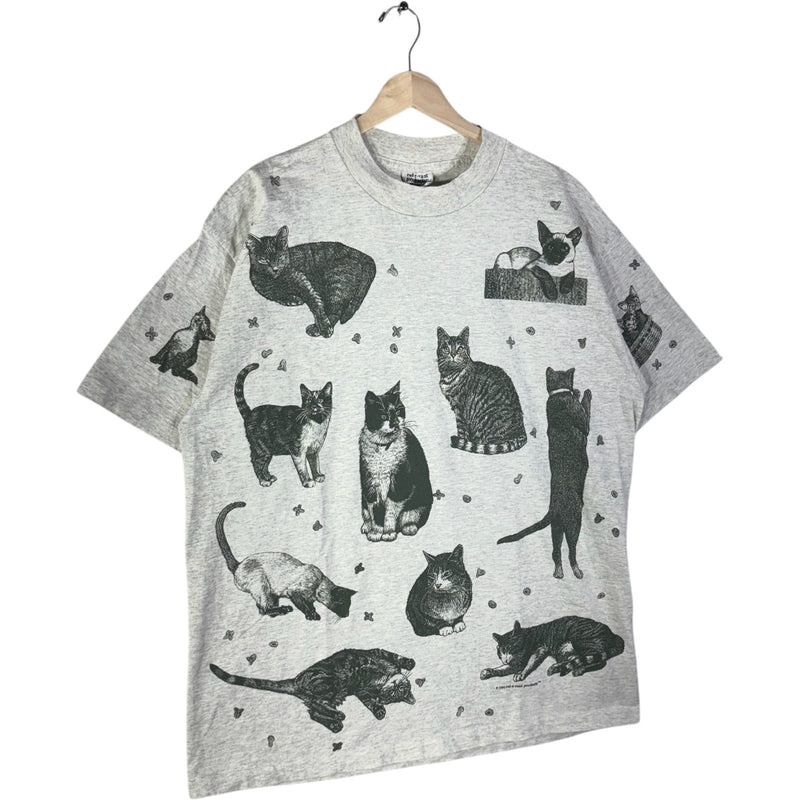 Vintage Cats Sketch Art AOP Tee 90s