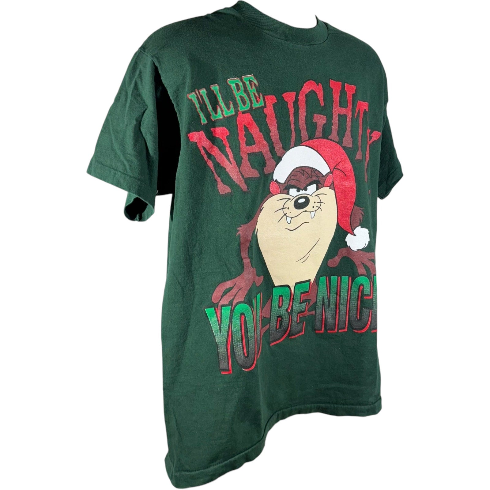 Vintage Looney Tunes Taz "I'll Be Naughty..." Christmas Tee