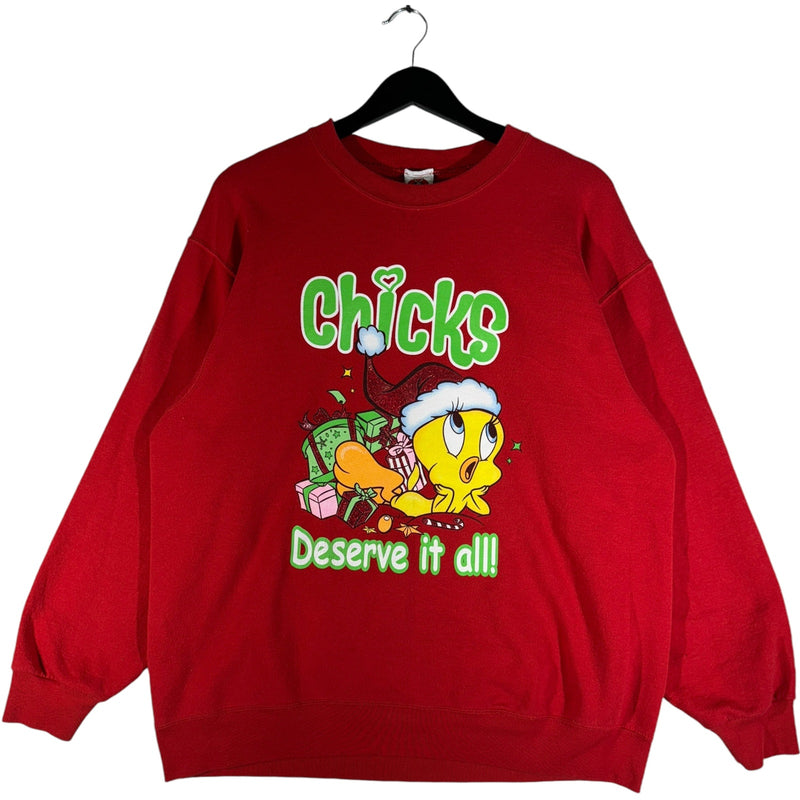 Vintage "Chicks Deserve It All" Tweety Bird Christmas Crewneck