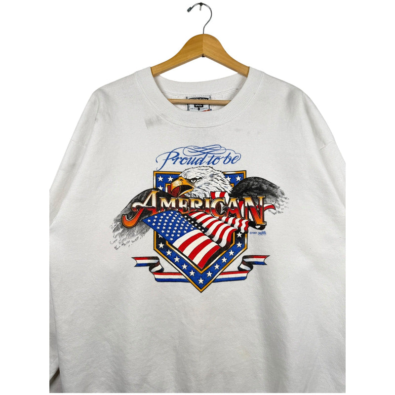 Vintage Lee Proud To Be American Eagle USA Flag Graphic Sweatshirt