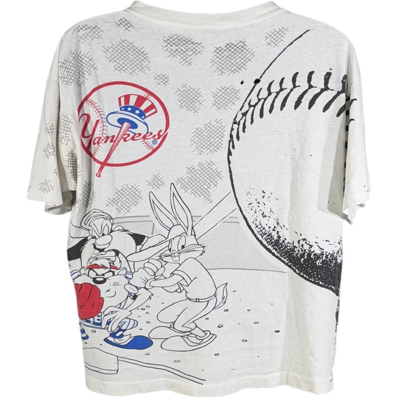 Vintage Looney Tunes Bugs & Daffy NY Yankess AOP MLB Tee 90s