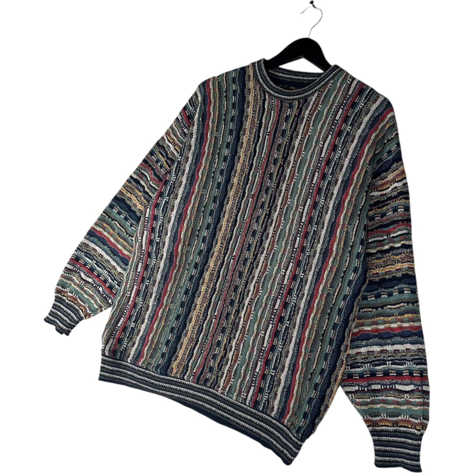 Vintage 3D Knit Striped Sweater