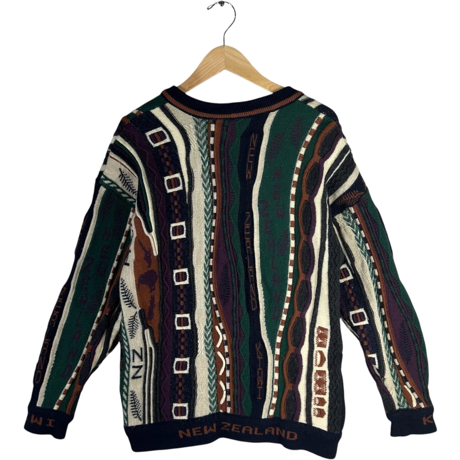 Vintage Coogi "New Zealand Kiwi" 3D Knit Cardigan Sweater