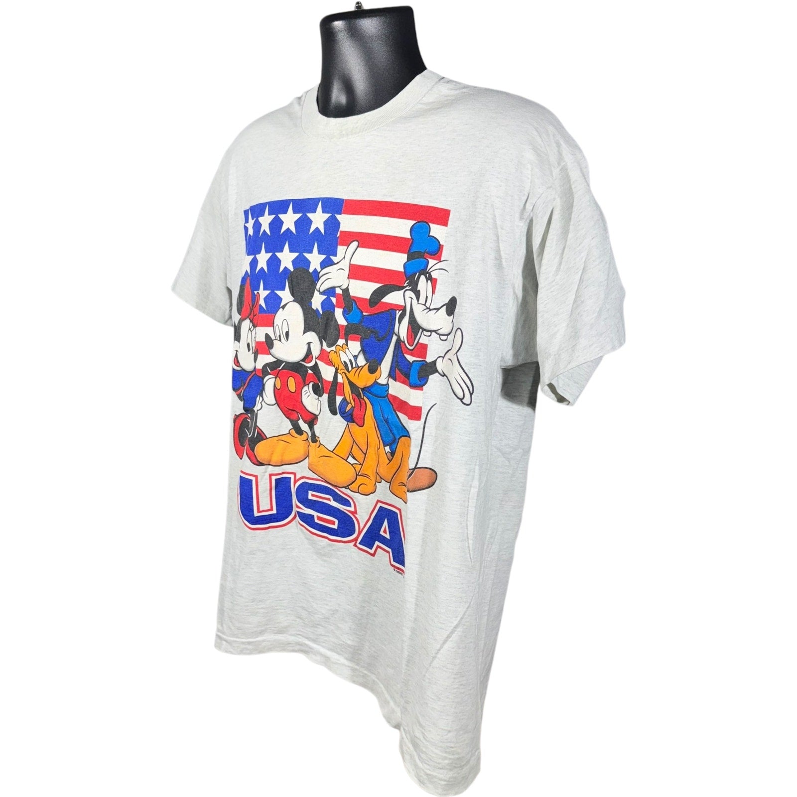 Vintage Disney Mickey And Friends USA Flag Tee 90s