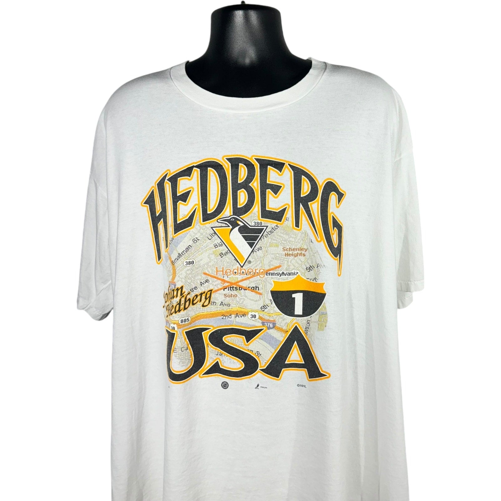 Vintage NHL Pittsburgh Penguins Hedberg USA Map Tee