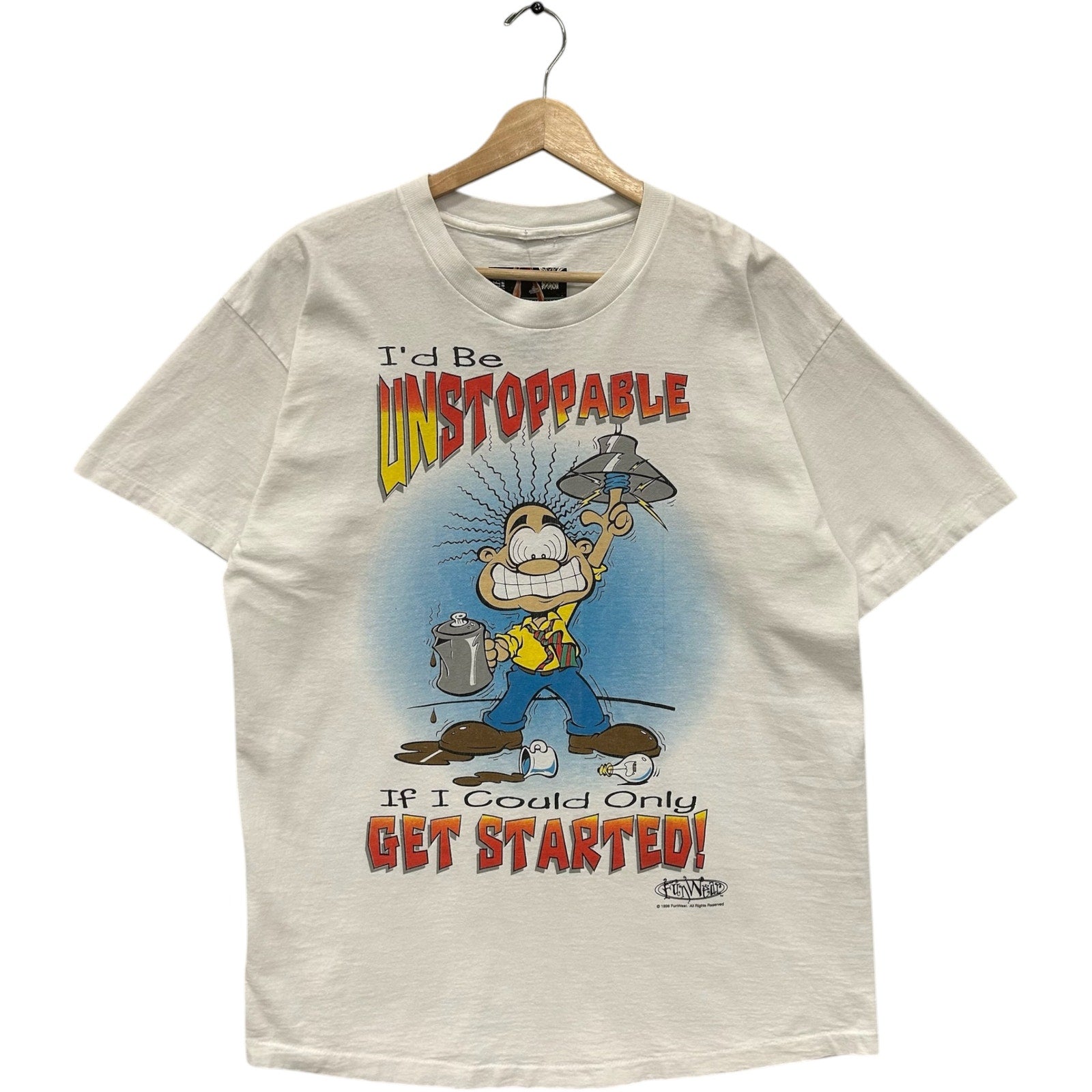 Vintage "I'd Be Unstoppable If I Could Only..." Cartoon Humor Tee