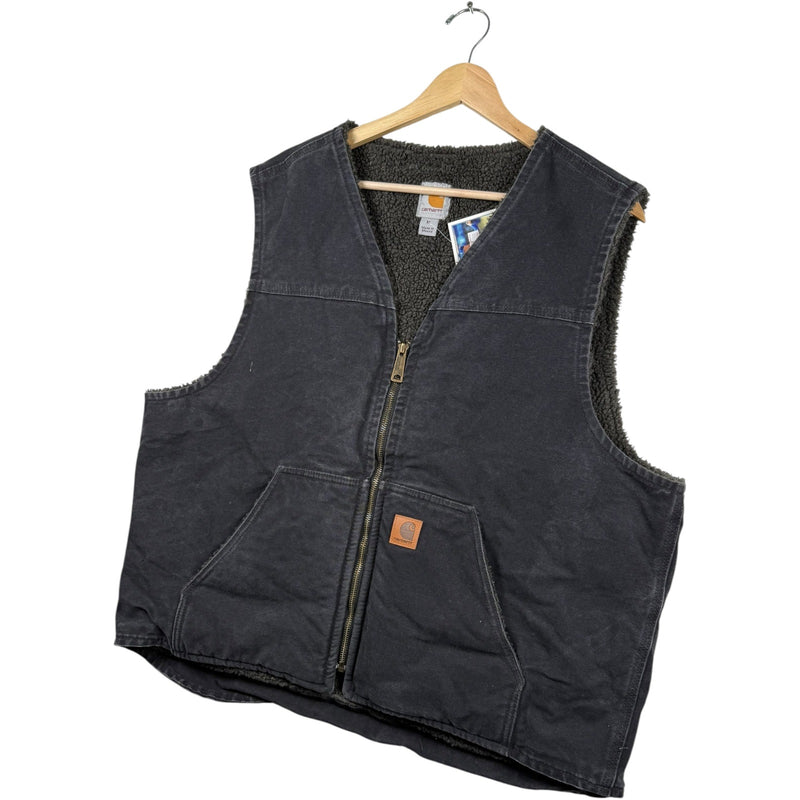Vintage Carhartt Denim Fleece Full Zip Vest Jacket