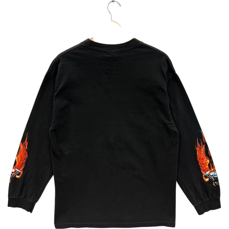 Vintage Y2K Hot Leather Long Sleeve Flame Sleeve Print Tee