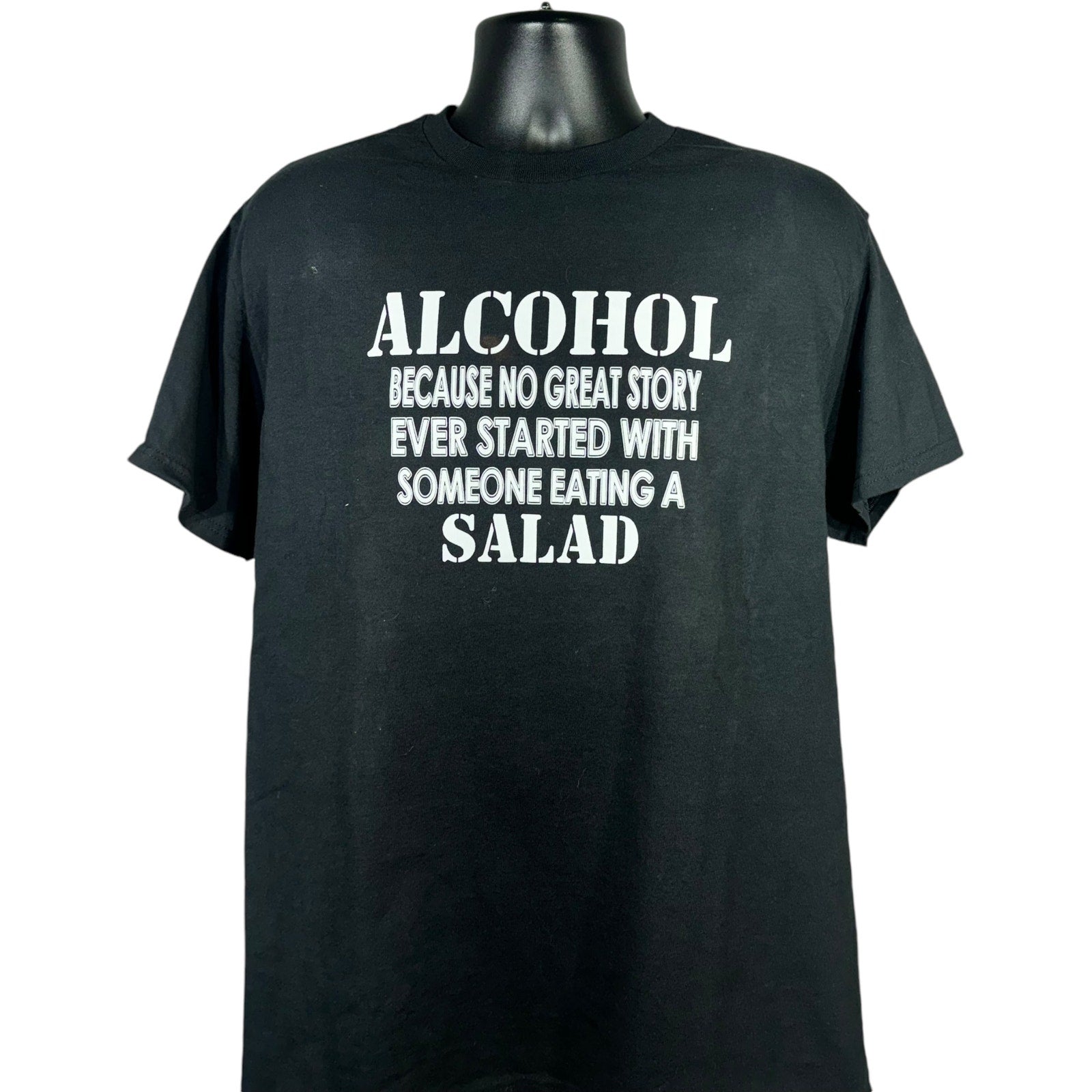 Vintage "Alcohol Because No Great Story..." Humor Novelty Tee