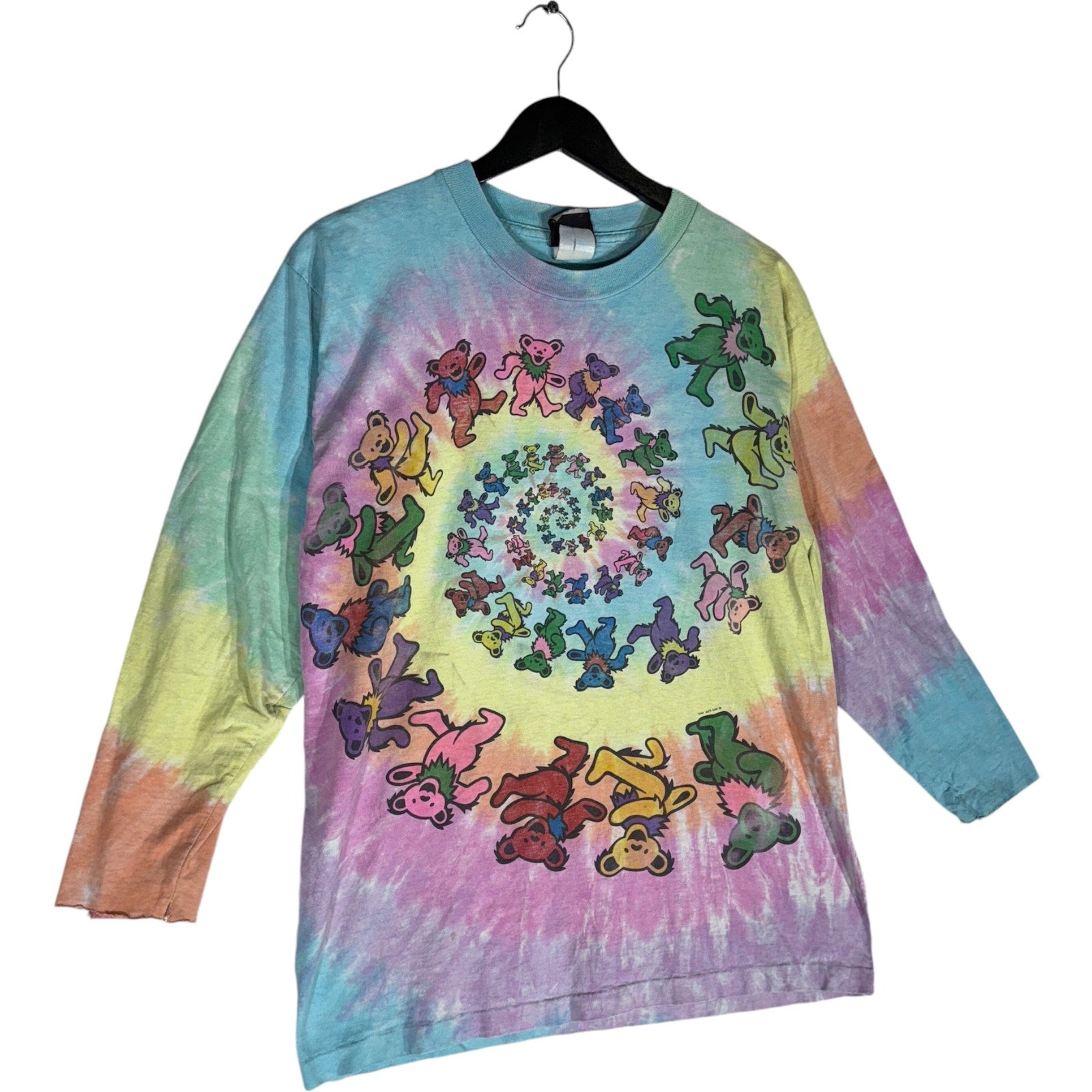 Vintage Liquid Blue Grateful Dead Tie Dye 3/4 Sleeve Tee '95