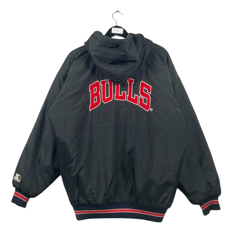 Vintage Starter Chicago Bulls Snap Button Hooded Jacket