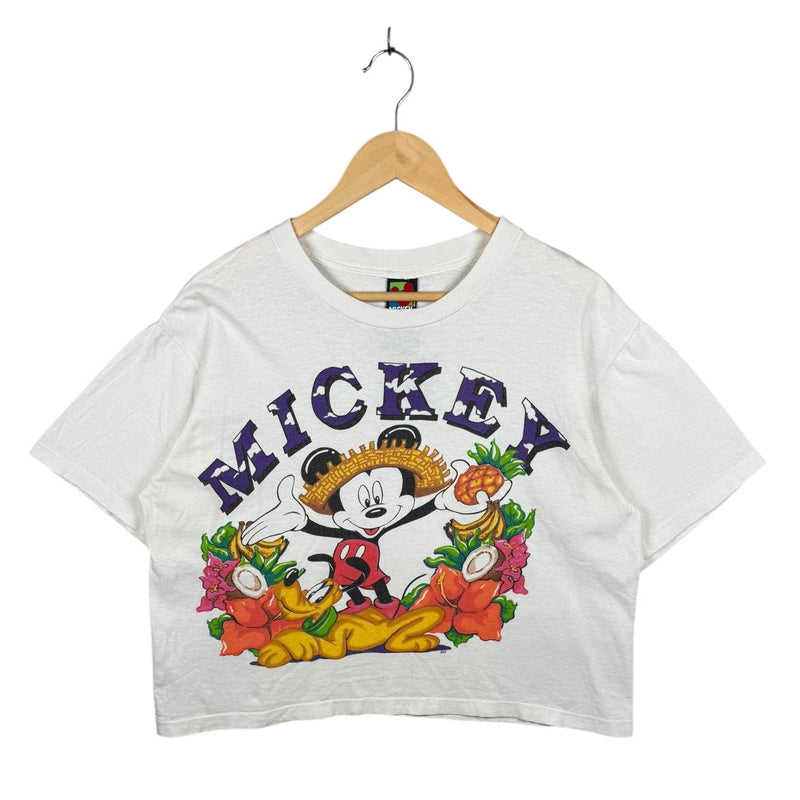 Vintage Mickey Mouse Tropical Fruit Women's Cropped T-Shirt
